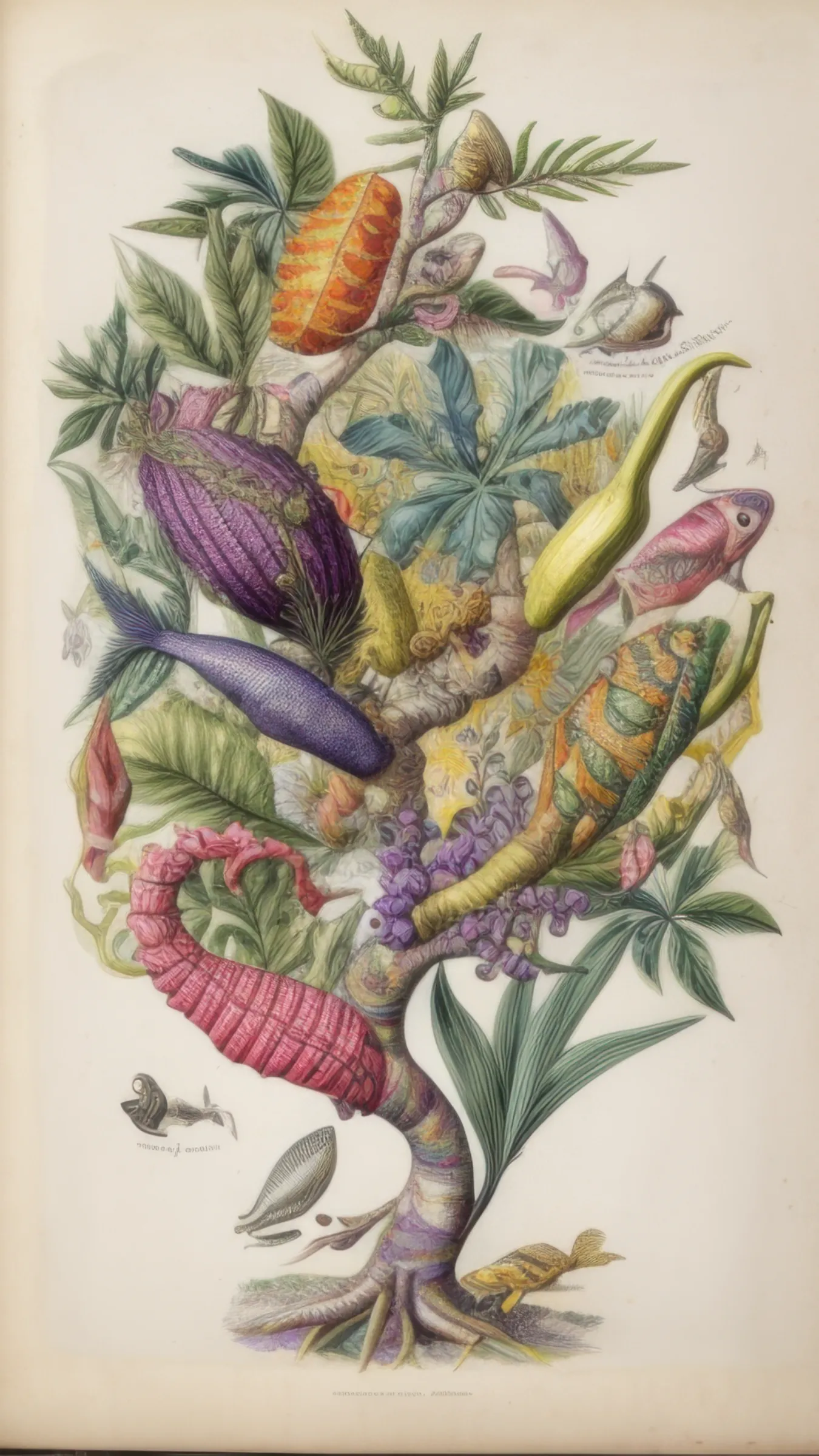 Part of the wider _Artificial Botany_ (2019) series, the _Unseen Flora_ collection shines a spotlight on the fantastical and surreal botanical illustrations created by four British scientists and artists: Charlotte Bancroft, Beatrice Hastings, Edmund Thorne and Theodore Winslow.
The collection has as its focus the concept of truth, contextualised in the contemporary digital age where the boundaries between real and virtual, natural and artificial, seem to become more and more obscure. Especially after the sudden influx of innovative technologies led by AI language models and image generation systems, the notion of truth has become even more arbitrary, always hidden behind a thin veil of plausibility and verisimilitude.  

_Unseen Flora_ stands at the interplay between these areas: the collection wants to explore unreal but plausible histories through the visual depictions of the four illustrators, offering us an unprecedented glimpse into their imaginary botanical dimensions.