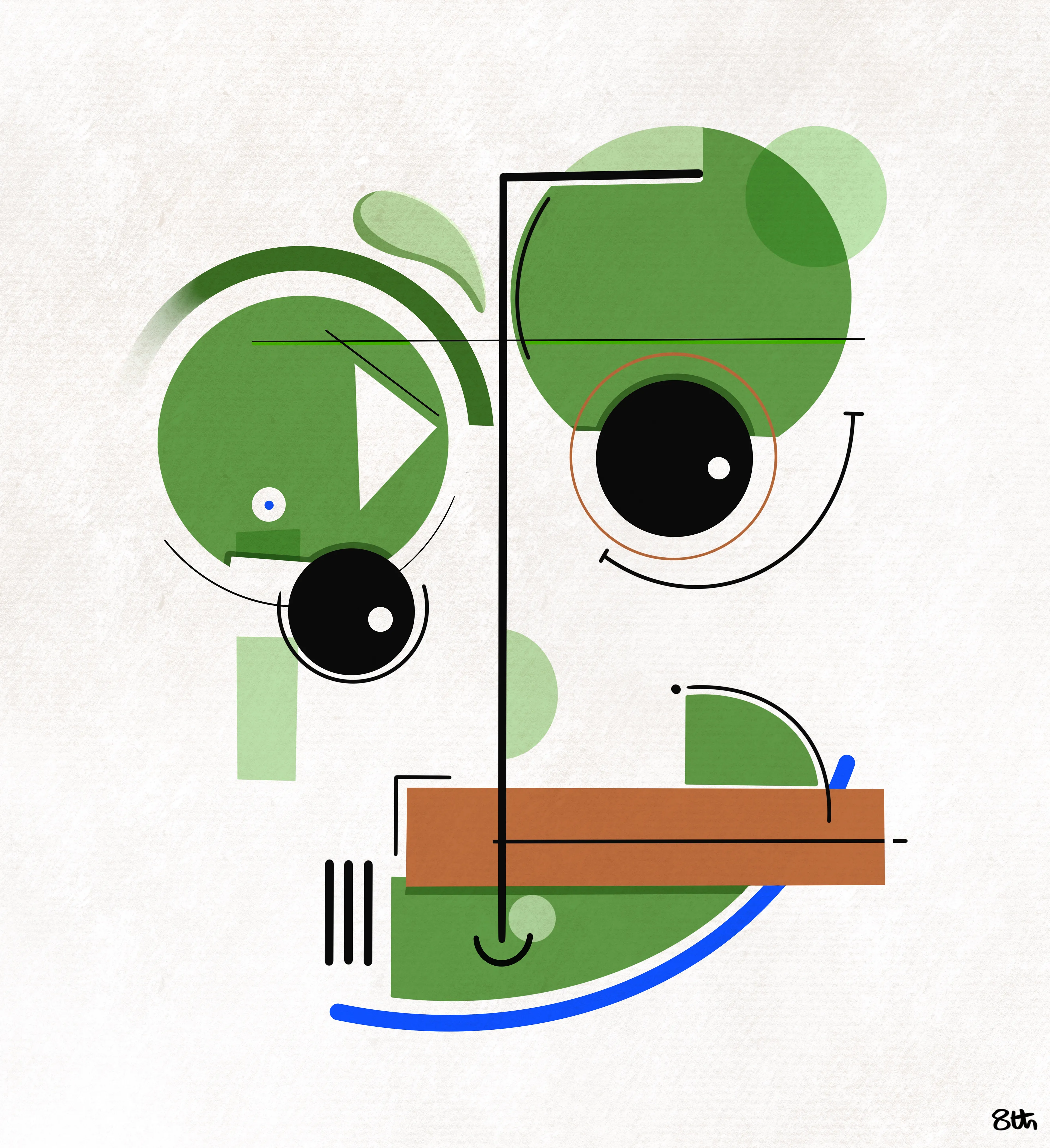 Abstract composition of pepe the frog.
Digital painting - 2023