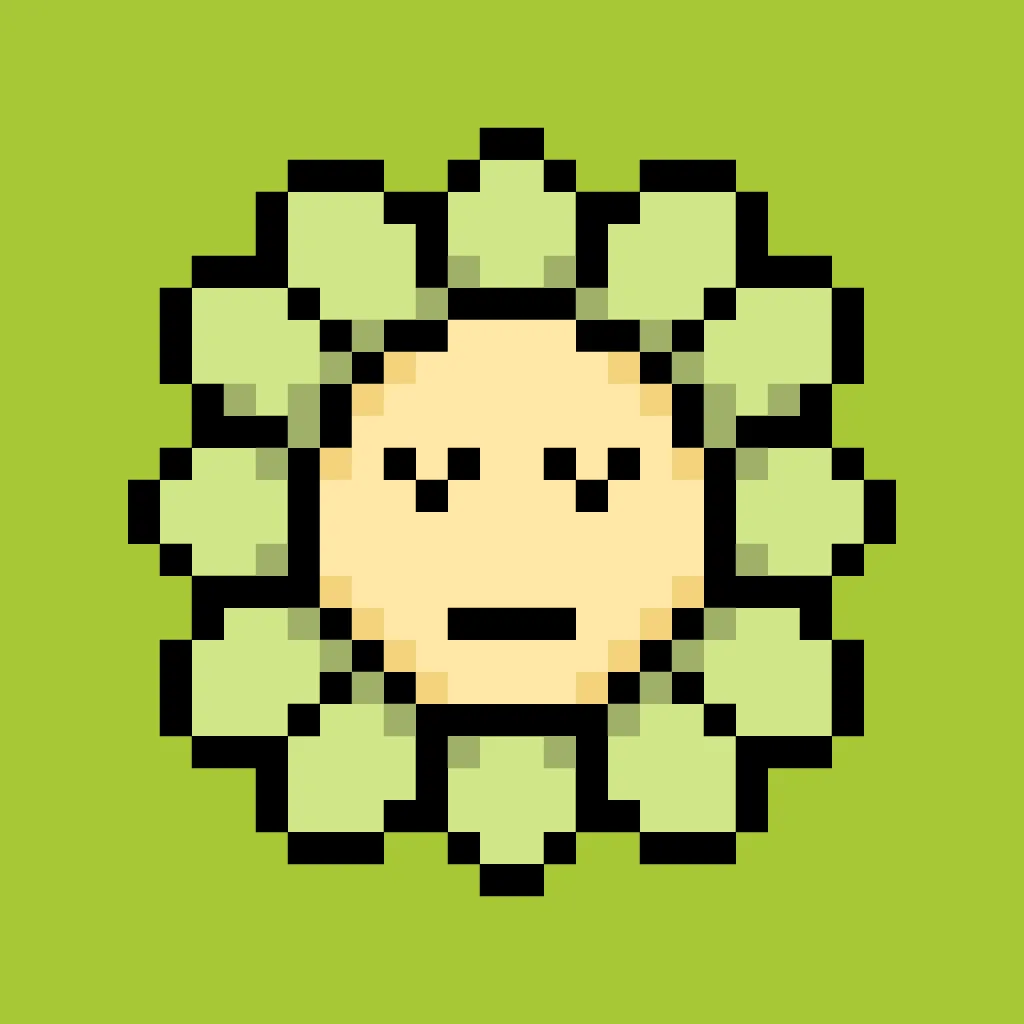 Murakami.Flowers is a work in which artist Takashi Murakami’s representative artwork, flowers, are expressed as dot art evocative of Japanese TV games created in the 1970s. The work is being developed with the number 108 as the keyword; a combination of 108 backgrounds and flower colors make up a field, and there are 108 fields. Each field has 108 flower images, resulting in 11,664 flower images in total. The number 108 is a reference to bonnō, or earthly temptations.

Murakami.Flowers NFTs are subject to the Collector Terms available here:https://murakamiflowers.kaikaikiki.com/collector.html. If you buy a Murakami.Flowers NFT, you do not receive commercial rights in the corresponding artwork.

©Takashi Murakami/Kaikai Kiki Co., Ltd. All Rights Reserved.