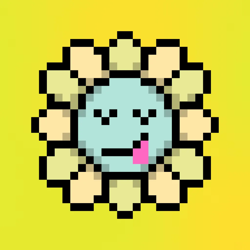 Murakami.Flowers is a work in which artist Takashi Murakami’s representative artwork, flowers, are expressed as dot art evocative of Japanese TV games created in the 1970s. The work is being developed with the number 108 as the keyword; a combination of 108 backgrounds and flower colors make up a field, and there are 108 fields. Each field has 108 flower images, resulting in 11,664 flower images in total. The number 108 is a reference to bonnō, or earthly temptations.

Murakami.Flowers NFTs are subject to the Collector Terms available here:https://murakamiflowers.kaikaikiki.com/collector.html. If you buy a Murakami.Flowers NFT, you do not receive commercial rights in the corresponding artwork.

©Takashi Murakami/Kaikai Kiki Co., Ltd. All Rights Reserved.