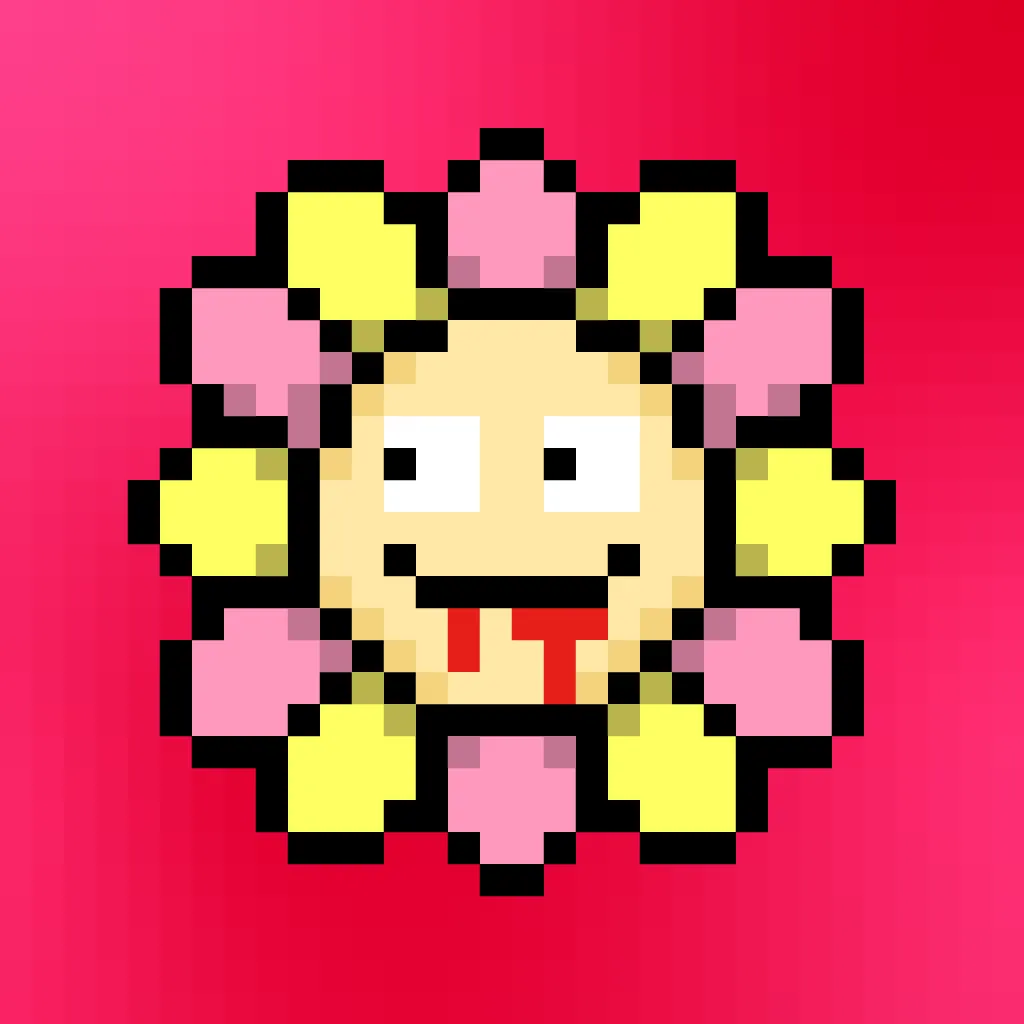 Murakami.Flowers is a work in which artist Takashi Murakami’s representative artwork, flowers, are expressed as dot art evocative of Japanese TV games created in the 1970s. The work is being developed with the number 108 as the keyword; a combination of 108 backgrounds and flower colors make up a field, and there are 108 fields. Each field has 108 flower images, resulting in 11,664 flower images in total. The number 108 is a reference to bonnō, or earthly temptations.

Murakami.Flowers NFTs are subject to the Collector Terms available here:https://murakamiflowers.kaikaikiki.com/collector.html. If you buy a Murakami.Flowers NFT, you do not receive commercial rights in the corresponding artwork.

©Takashi Murakami/Kaikai Kiki Co., Ltd. All Rights Reserved.