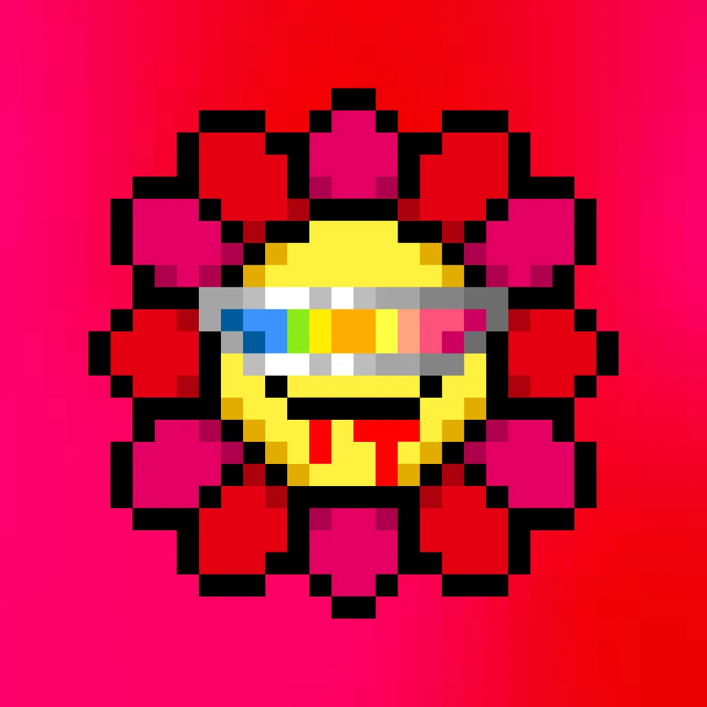 Murakami.Flowers is a work in which artist Takashi Murakami’s representative artwork, flowers, are expressed as dot art evocative of Japanese TV games created in the 1970s. The work is being developed with the number 108 as the keyword; a combination of 108 backgrounds and flower colors make up a field, and there are 108 fields. Each field has 108 flower images, resulting in 11,664 flower images in total. The number 108 is a reference to bonnō, or earthly temptations.

Murakami.Flowers NFTs are subject to the Collector Terms available here:https://murakamiflowers.kaikaikiki.com/collector.html. If you buy a Murakami.Flowers NFT, you do not receive commercial rights in the corresponding artwork.

©Takashi Murakami/Kaikai Kiki Co., Ltd. All Rights Reserved.