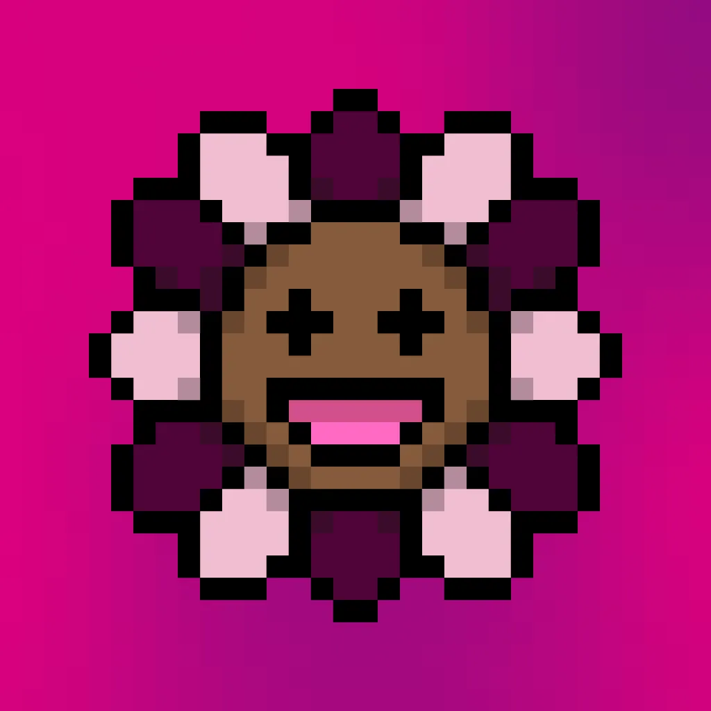 Murakami.Flowers is a work in which artist Takashi Murakami’s representative artwork, flowers, are expressed as dot art evocative of Japanese TV games created in the 1970s. The work is being developed with the number 108 as the keyword; a combination of 108 backgrounds and flower colors make up a field, and there are 108 fields. Each field has 108 flower images, resulting in 11,664 flower images in total. The number 108 is a reference to bonnō, or earthly temptations.

Murakami.Flowers NFTs are subject to the Collector Terms available here:https://murakamiflowers.kaikaikiki.com/collector.html. If you buy a Murakami.Flowers NFT, you do not receive commercial rights in the corresponding artwork.

©Takashi Murakami/Kaikai Kiki Co., Ltd. All Rights Reserved.