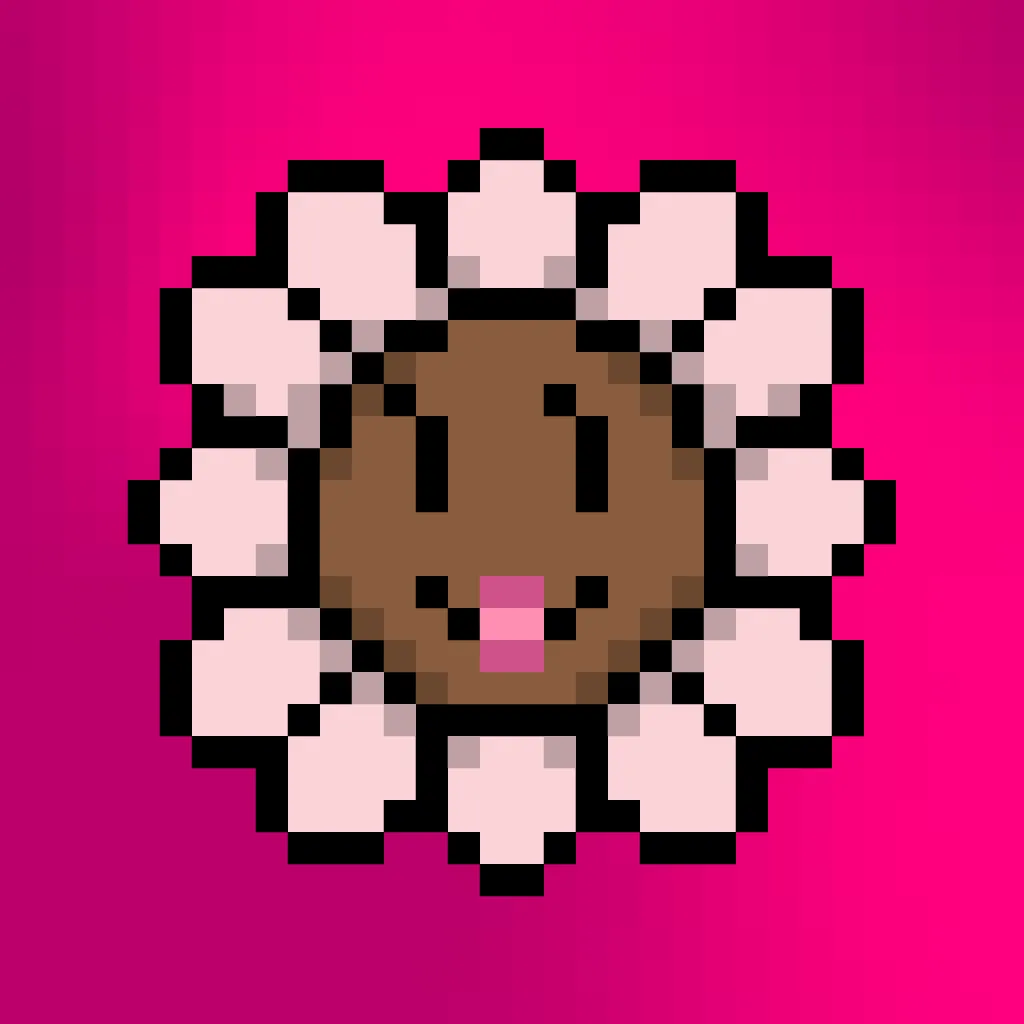 Murakami.Flowers is a work in which artist Takashi Murakami’s representative artwork, flowers, are expressed as dot art evocative of Japanese TV games created in the 1970s. The work is being developed with the number 108 as the keyword; a combination of 108 backgrounds and flower colors make up a field, and there are 108 fields. Each field has 108 flower images, resulting in 11,664 flower images in total. The number 108 is a reference to bonnō, or earthly temptations.

Murakami.Flowers NFTs are subject to the Collector Terms available here:https://murakamiflowers.kaikaikiki.com/collector.html. If you buy a Murakami.Flowers NFT, you do not receive commercial rights in the corresponding artwork.

©Takashi Murakami/Kaikai Kiki Co., Ltd. All Rights Reserved.