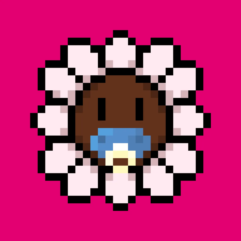 Murakami.Flowers is a work in which artist Takashi Murakami’s representative artwork, flowers, are expressed as dot art evocative of Japanese TV games created in the 1970s. The work is being developed with the number 108 as the keyword; a combination of 108 backgrounds and flower colors make up a field, and there are 108 fields. Each field has 108 flower images, resulting in 11,664 flower images in total. The number 108 is a reference to bonnō, or earthly temptations.

Murakami.Flowers NFTs are subject to the Collector Terms available here:https://murakamiflowers.kaikaikiki.com/collector.html. If you buy a Murakami.Flowers NFT, you do not receive commercial rights in the corresponding artwork.

©Takashi Murakami/Kaikai Kiki Co., Ltd. All Rights Reserved.