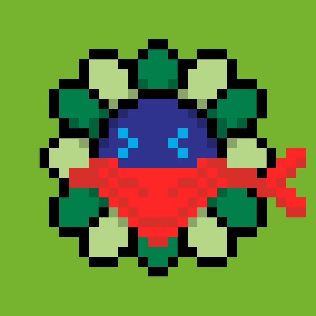 Murakami.Flowers is a work in which artist Takashi Murakami’s representative artwork, flowers, are expressed as dot art evocative of Japanese TV games created in the 1970s. The work is being developed with the number 108 as the keyword; a combination of 108 backgrounds and flower colors make up a field, and there are 108 fields. Each field has 108 flower images, resulting in 11,664 flower images in total. The number 108 is a reference to bonnō, or earthly temptations.

Murakami.Flowers NFTs are subject to the Collector Terms available here:https://murakamiflowers.kaikaikiki.com/collector.html. If you buy a Murakami.Flowers NFT, you do not receive commercial rights in the corresponding artwork.

©Takashi Murakami/Kaikai Kiki Co., Ltd. All Rights Reserved.