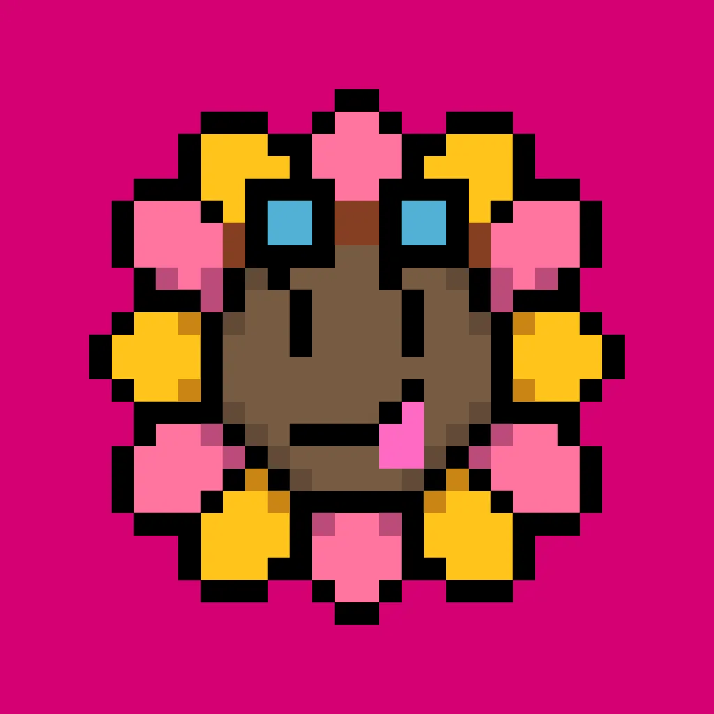 Murakami.Flowers is a work in which artist Takashi Murakami’s representative artwork, flowers, are expressed as dot art evocative of Japanese TV games created in the 1970s. The work is being developed with the number 108 as the keyword; a combination of 108 backgrounds and flower colors make up a field, and there are 108 fields. Each field has 108 flower images, resulting in 11,664 flower images in total. The number 108 is a reference to bonnō, or earthly temptations.

Murakami.Flowers NFTs are subject to the Collector Terms available here:https://murakamiflowers.kaikaikiki.com/collector.html. If you buy a Murakami.Flowers NFT, you do not receive commercial rights in the corresponding artwork.

©Takashi Murakami/Kaikai Kiki Co., Ltd. All Rights Reserved.