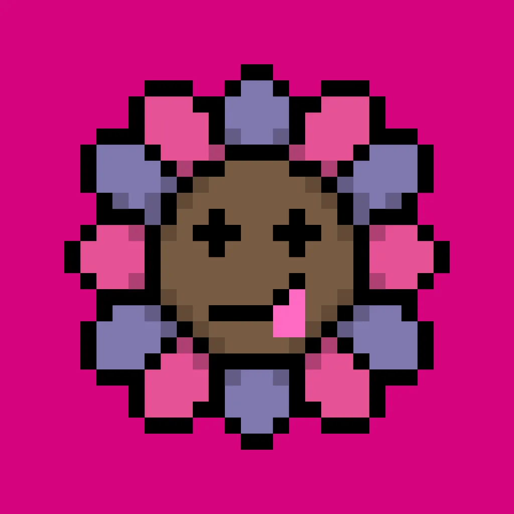 Murakami.Flowers is a work in which artist Takashi Murakami’s representative artwork, flowers, are expressed as dot art evocative of Japanese TV games created in the 1970s. The work is being developed with the number 108 as the keyword; a combination of 108 backgrounds and flower colors make up a field, and there are 108 fields. Each field has 108 flower images, resulting in 11,664 flower images in total. The number 108 is a reference to bonnō, or earthly temptations.

Murakami.Flowers NFTs are subject to the Collector Terms available here:https://murakamiflowers.kaikaikiki.com/collector.html. If you buy a Murakami.Flowers NFT, you do not receive commercial rights in the corresponding artwork.

©Takashi Murakami/Kaikai Kiki Co., Ltd. All Rights Reserved.