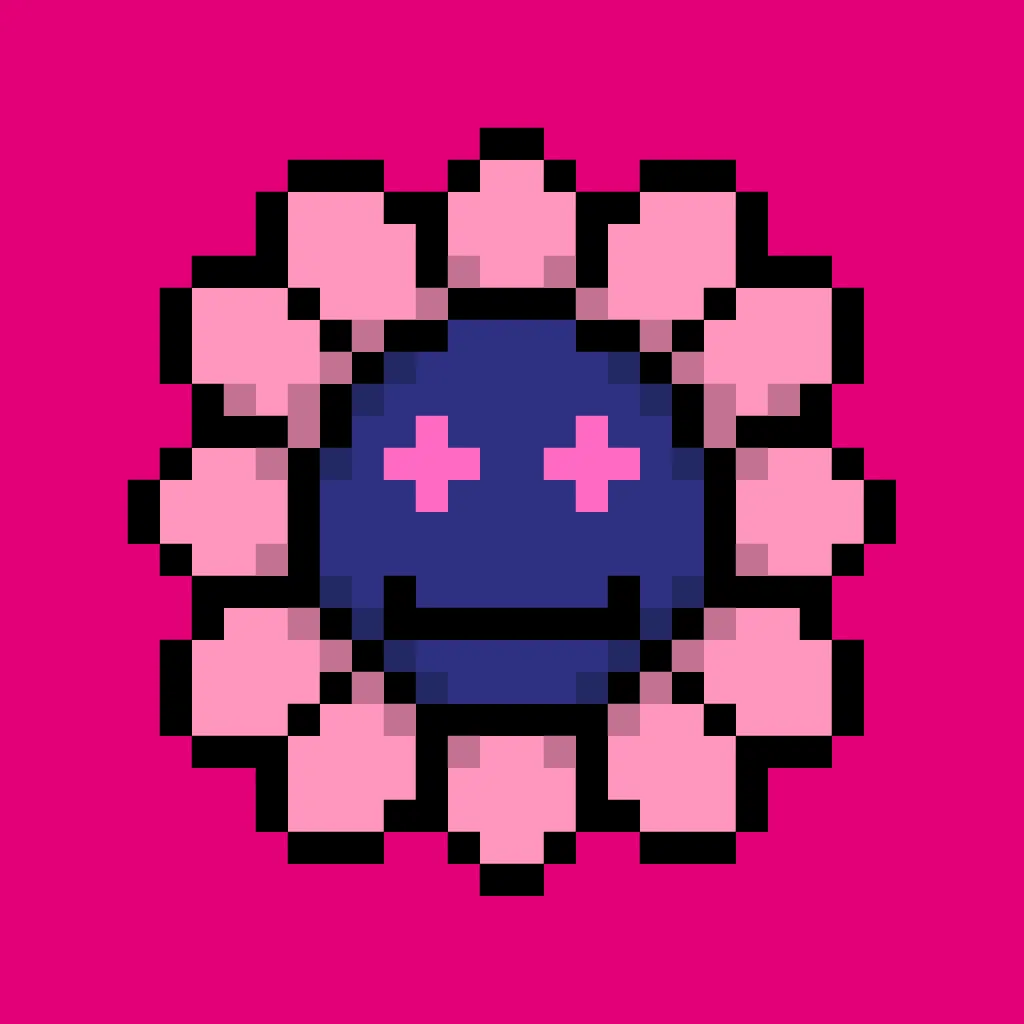 Murakami.Flowers is a work in which artist Takashi Murakami’s representative artwork, flowers, are expressed as dot art evocative of Japanese TV games created in the 1970s. The work is being developed with the number 108 as the keyword; a combination of 108 backgrounds and flower colors make up a field, and there are 108 fields. Each field has 108 flower images, resulting in 11,664 flower images in total. The number 108 is a reference to bonnō, or earthly temptations.

Murakami.Flowers NFTs are subject to the Collector Terms available here:https://murakamiflowers.kaikaikiki.com/collector.html. If you buy a Murakami.Flowers NFT, you do not receive commercial rights in the corresponding artwork.

©Takashi Murakami/Kaikai Kiki Co., Ltd. All Rights Reserved.