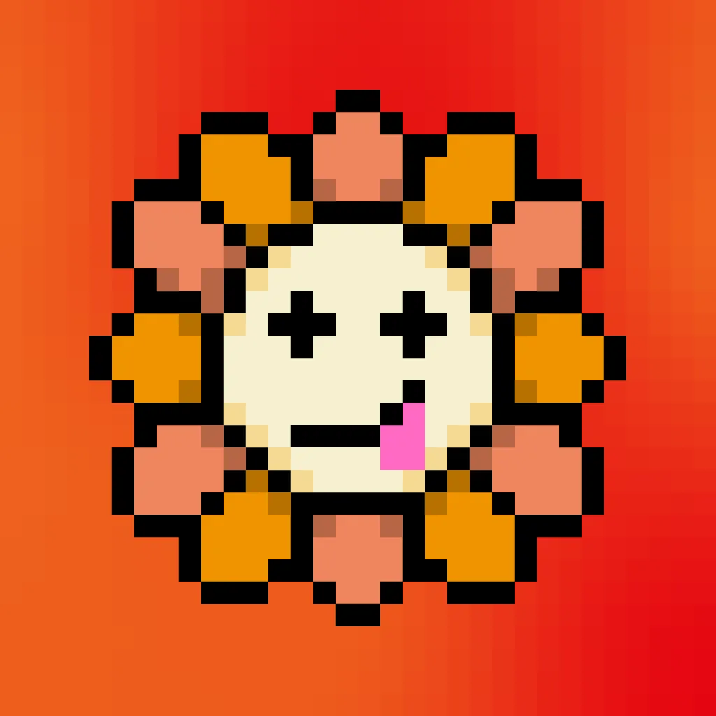 Murakami.Flowers is a work in which artist Takashi Murakami’s representative artwork, flowers, are expressed as dot art evocative of Japanese TV games created in the 1970s. The work is being developed with the number 108 as the keyword; a combination of 108 backgrounds and flower colors make up a field, and there are 108 fields. Each field has 108 flower images, resulting in 11,664 flower images in total. The number 108 is a reference to bonnō, or earthly temptations.

Murakami.Flowers NFTs are subject to the Collector Terms available here:https://murakamiflowers.kaikaikiki.com/collector.html. If you buy a Murakami.Flowers NFT, you do not receive commercial rights in the corresponding artwork.

©Takashi Murakami/Kaikai Kiki Co., Ltd. All Rights Reserved.