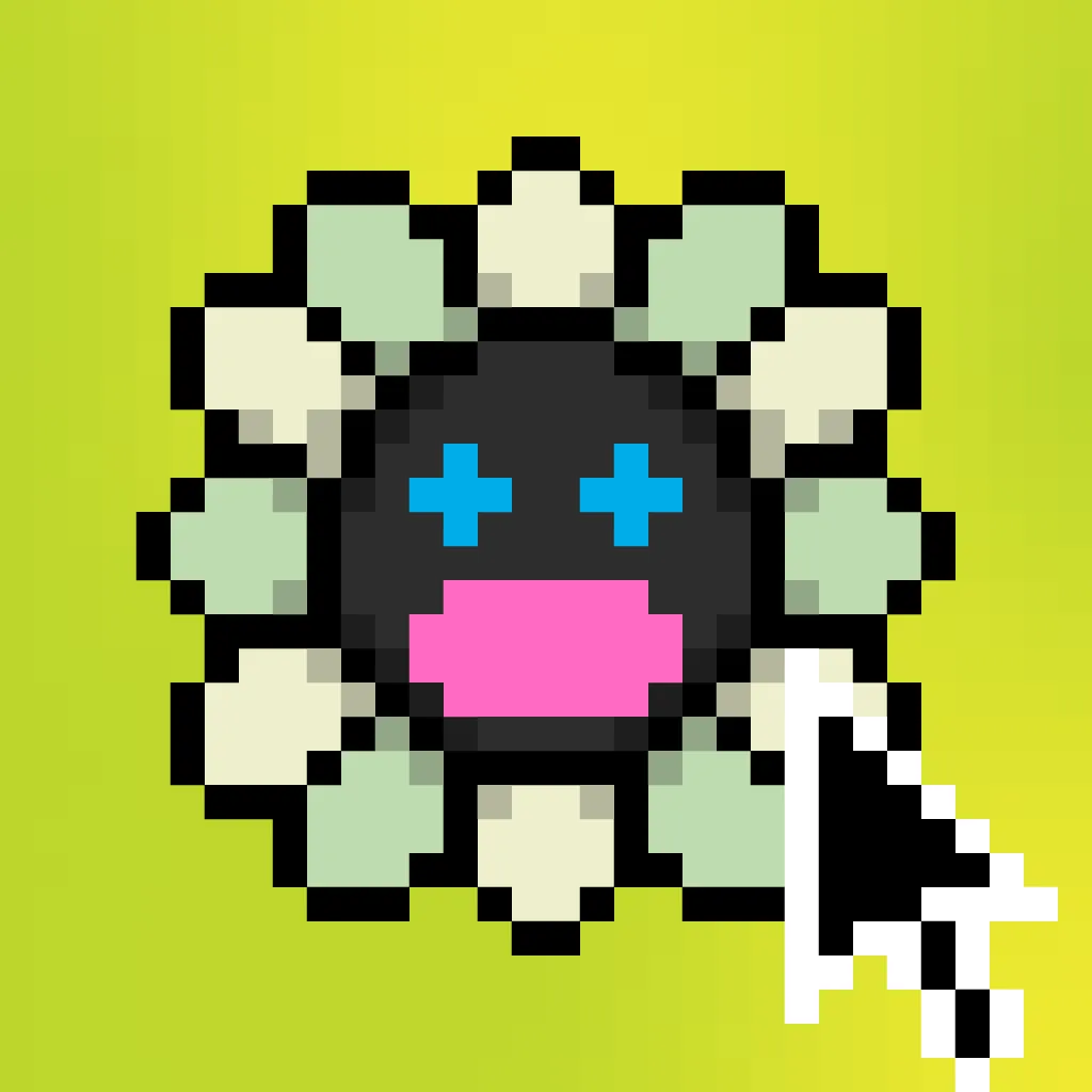 Murakami.Flowers is a work in which artist Takashi Murakami’s representative artwork, flowers, are expressed as dot art evocative of Japanese TV games created in the 1970s. The work is being developed with the number 108 as the keyword; a combination of 108 backgrounds and flower colors make up a field, and there are 108 fields. Each field has 108 flower images, resulting in 11,664 flower images in total. The number 108 is a reference to bonnō, or earthly temptations.

Murakami.Flowers NFTs are subject to the Collector Terms available here:https://murakamiflowers.kaikaikiki.com/collector.html. If you buy a Murakami.Flowers NFT, you do not receive commercial rights in the corresponding artwork.

©Takashi Murakami/Kaikai Kiki Co., Ltd. All Rights Reserved.