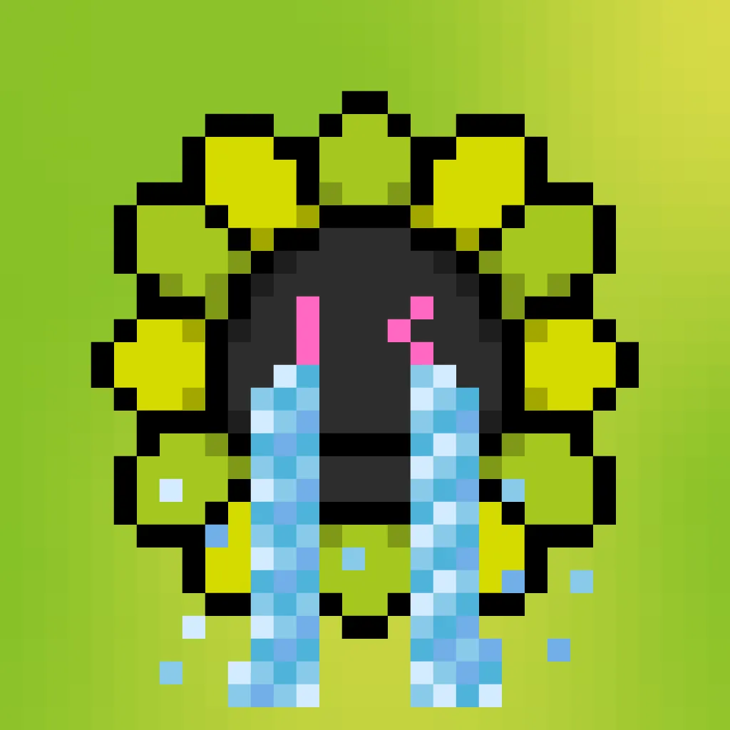 Murakami.Flowers is a work in which artist Takashi Murakami’s representative artwork, flowers, are expressed as dot art evocative of Japanese TV games created in the 1970s. The work is being developed with the number 108 as the keyword; a combination of 108 backgrounds and flower colors make up a field, and there are 108 fields. Each field has 108 flower images, resulting in 11,664 flower images in total. The number 108 is a reference to bonnō, or earthly temptations.

Murakami.Flowers NFTs are subject to the Collector Terms available here:https://murakamiflowers.kaikaikiki.com/collector.html. If you buy a Murakami.Flowers NFT, you do not receive commercial rights in the corresponding artwork.

©Takashi Murakami/Kaikai Kiki Co., Ltd. All Rights Reserved.