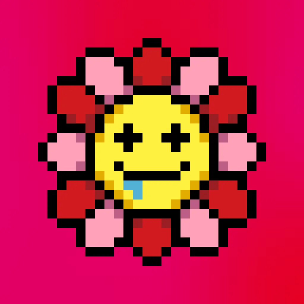 Murakami.Flowers is a work in which artist Takashi Murakami’s representative artwork, flowers, are expressed as dot art evocative of Japanese TV games created in the 1970s. The work is being developed with the number 108 as the keyword; a combination of 108 backgrounds and flower colors make up a field, and there are 108 fields. Each field has 108 flower images, resulting in 11,664 flower images in total. The number 108 is a reference to bonnō, or earthly temptations.

Murakami.Flowers NFTs are subject to the Collector Terms available here:https://murakamiflowers.kaikaikiki.com/collector.html. If you buy a Murakami.Flowers NFT, you do not receive commercial rights in the corresponding artwork.

©Takashi Murakami/Kaikai Kiki Co., Ltd. All Rights Reserved.