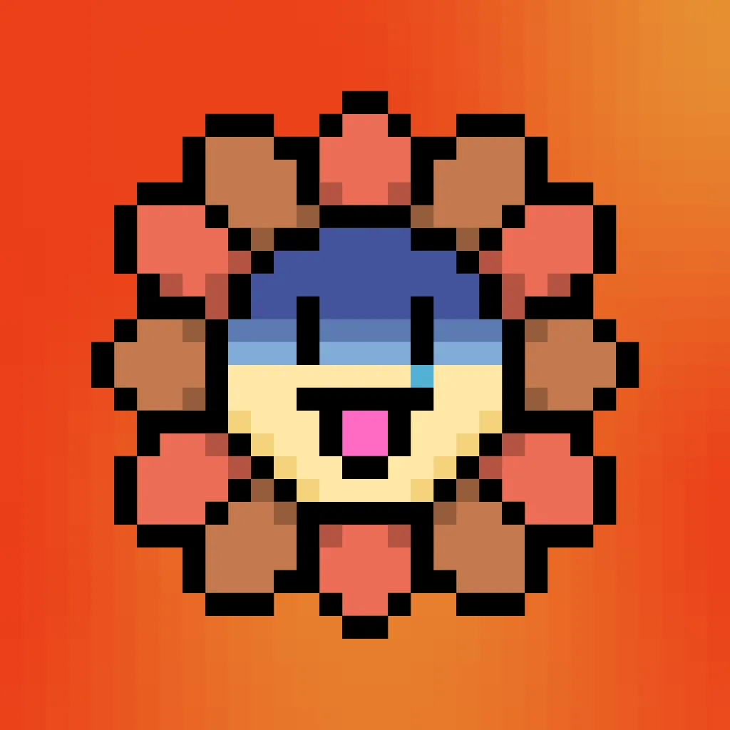 Murakami.Flowers is a work in which artist Takashi Murakami’s representative artwork, flowers, are expressed as dot art evocative of Japanese TV games created in the 1970s. The work is being developed with the number 108 as the keyword; a combination of 108 backgrounds and flower colors make up a field, and there are 108 fields. Each field has 108 flower images, resulting in 11,664 flower images in total. The number 108 is a reference to bonnō, or earthly temptations.

Murakami.Flowers NFTs are subject to the Collector Terms available here:https://murakamiflowers.kaikaikiki.com/collector.html. If you buy a Murakami.Flowers NFT, you do not receive commercial rights in the corresponding artwork.

©Takashi Murakami/Kaikai Kiki Co., Ltd. All Rights Reserved.