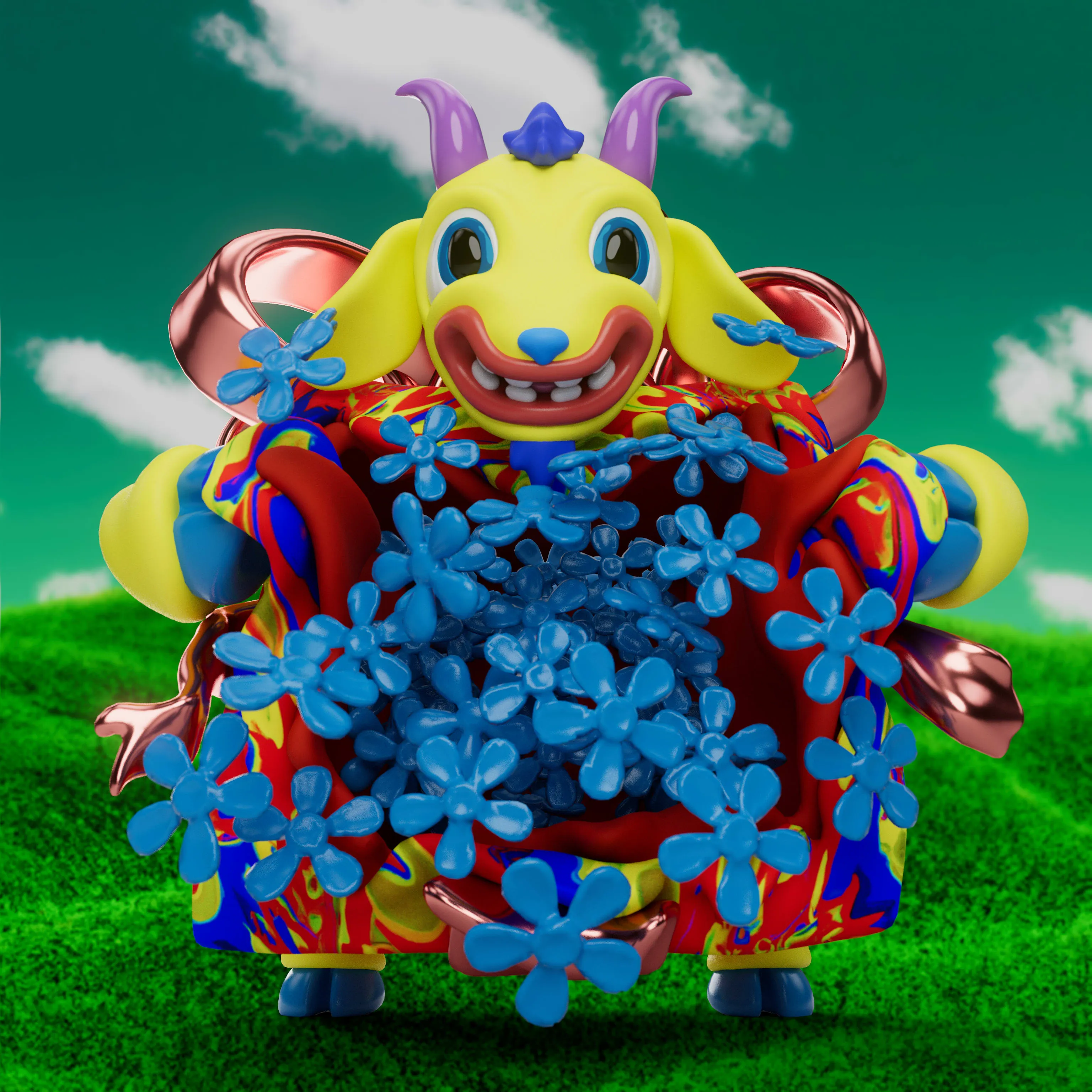 VeeFriends Mini Drops *Gift Goat JOY* - Created By [VeeFriends](https://veefriends.com) and [JOY](https://twitter.com/johnorionyoung)

*Gift Goat JOY* is a collection of 555 unique NFTs. 

Artist John Orion Young, known as JOY, brings his exuberant and colorful JOYWORLD style to the Gift Goat universe.

The original owner of this NFT also received a June Oven, a technologically innovative space-saving smart kitchen that combines 6 appliances into one.

This token is a part of the Gift Goat series and a VeeFriends Mini Drop collectible that lives on the Ethereum blockchain. 'Gift Goat JOY' is gift #9 of 18. 

This NFT does not grant you previous or future gifts from the Gift Goat Gifting Experience. For more information on the Gift Goat Series, please visit: https://veefriends.com/giftgoat

JOY

[joy.world](https://www.joy.world/)<br />
[Instagram](https://www.instagram.com/johnorionyoung/)<br />
[Twitter](https://twitter.com/johnorionyoung)