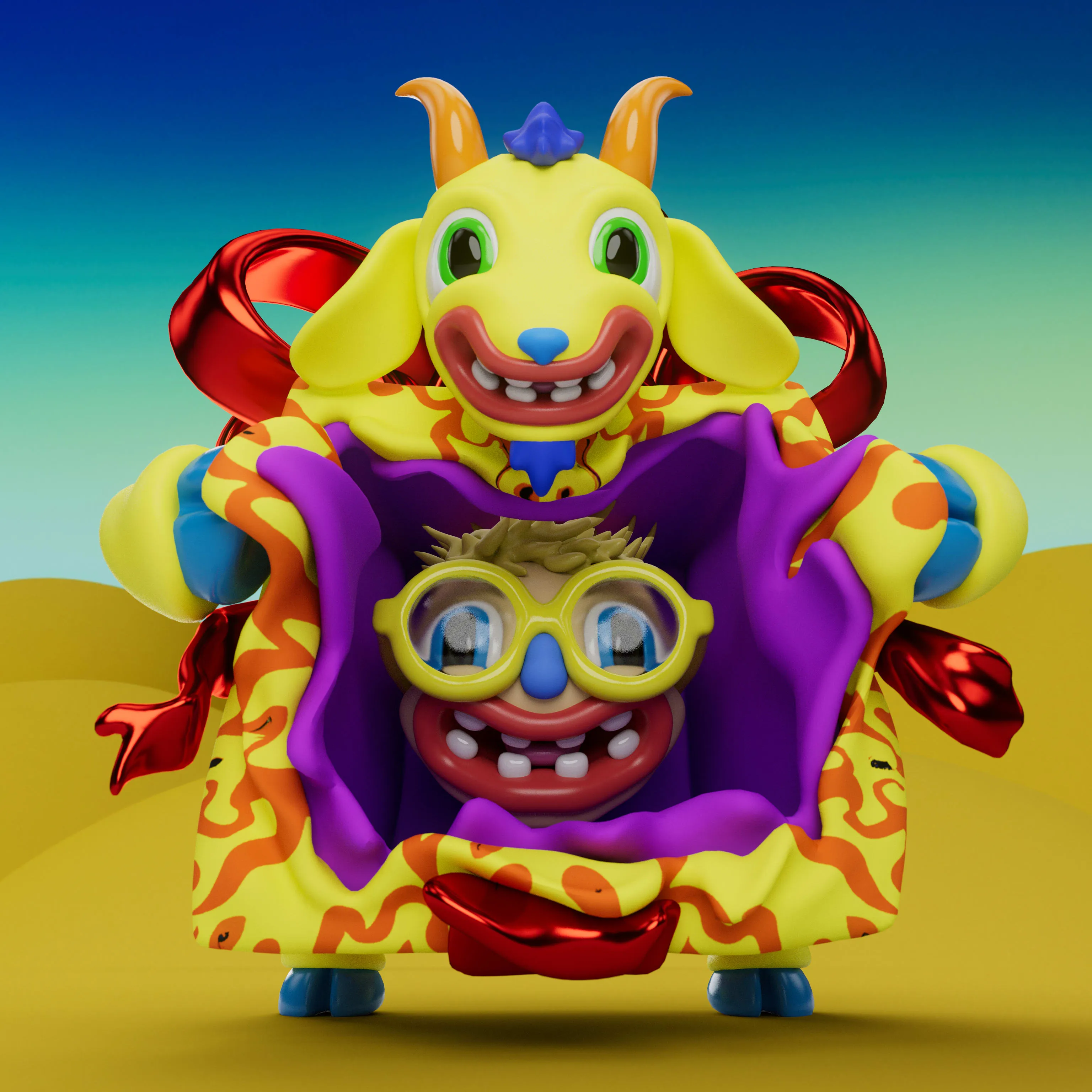 VeeFriends Mini Drops *Gift Goat JOY* - Created By [VeeFriends](https://veefriends.com) and [JOY](https://twitter.com/johnorionyoung)

*Gift Goat JOY* is a collection of 555 unique NFTs. 

Artist John Orion Young, known as JOY, brings his exuberant and colorful JOYWORLD style to the Gift Goat universe.

The original owner of this NFT also received a June Oven, a technologically innovative space-saving smart kitchen that combines 6 appliances into one.

This token is a part of the Gift Goat series and a VeeFriends Mini Drop collectible that lives on the Ethereum blockchain. 'Gift Goat JOY' is gift #9 of 18. 

This NFT does not grant you previous or future gifts from the Gift Goat Gifting Experience. For more information on the Gift Goat Series, please visit: https://veefriends.com/giftgoat

JOY

[joy.world](https://www.joy.world/)<br />
[Instagram](https://www.instagram.com/johnorionyoung/)<br />
[Twitter](https://twitter.com/johnorionyoung)