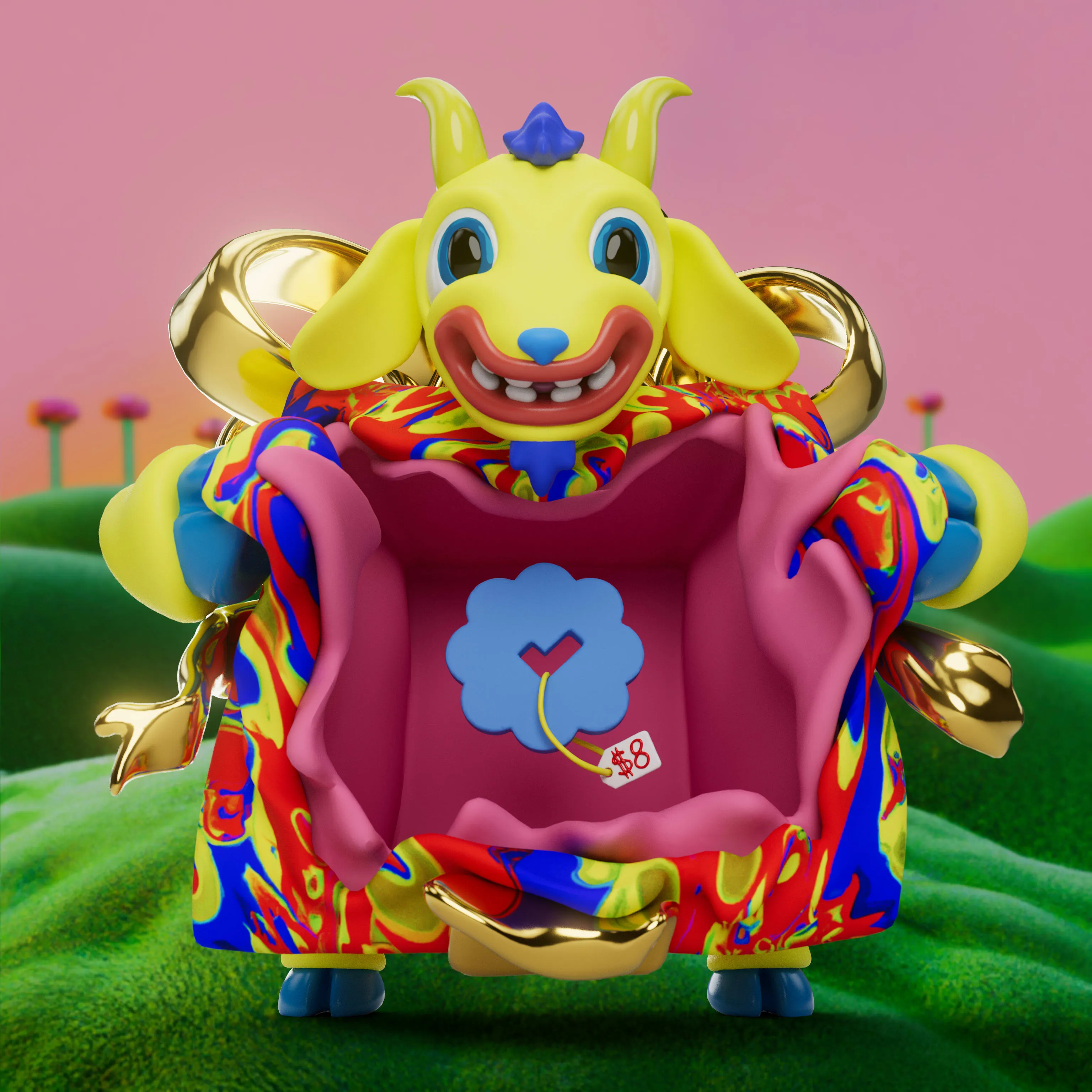 VeeFriends Mini Drops *Gift Goat JOY* - Created By [VeeFriends](https://veefriends.com) and [JOY](https://twitter.com/johnorionyoung)

*Gift Goat JOY* is a collection of 555 unique NFTs. 

Artist John Orion Young, known as JOY, brings his exuberant and colorful JOYWORLD style to the Gift Goat universe.

The original owner of this NFT also received a June Oven, a technologically innovative space-saving smart kitchen that combines 6 appliances into one.

This token is a part of the Gift Goat series and a VeeFriends Mini Drop collectible that lives on the Ethereum blockchain. 'Gift Goat JOY' is gift #9 of 18. 

This NFT does not grant you previous or future gifts from the Gift Goat Gifting Experience. For more information on the Gift Goat Series, please visit: https://veefriends.com/giftgoat

JOY

[joy.world](https://www.joy.world/)<br />
[Instagram](https://www.instagram.com/johnorionyoung/)<br />
[Twitter](https://twitter.com/johnorionyoung)