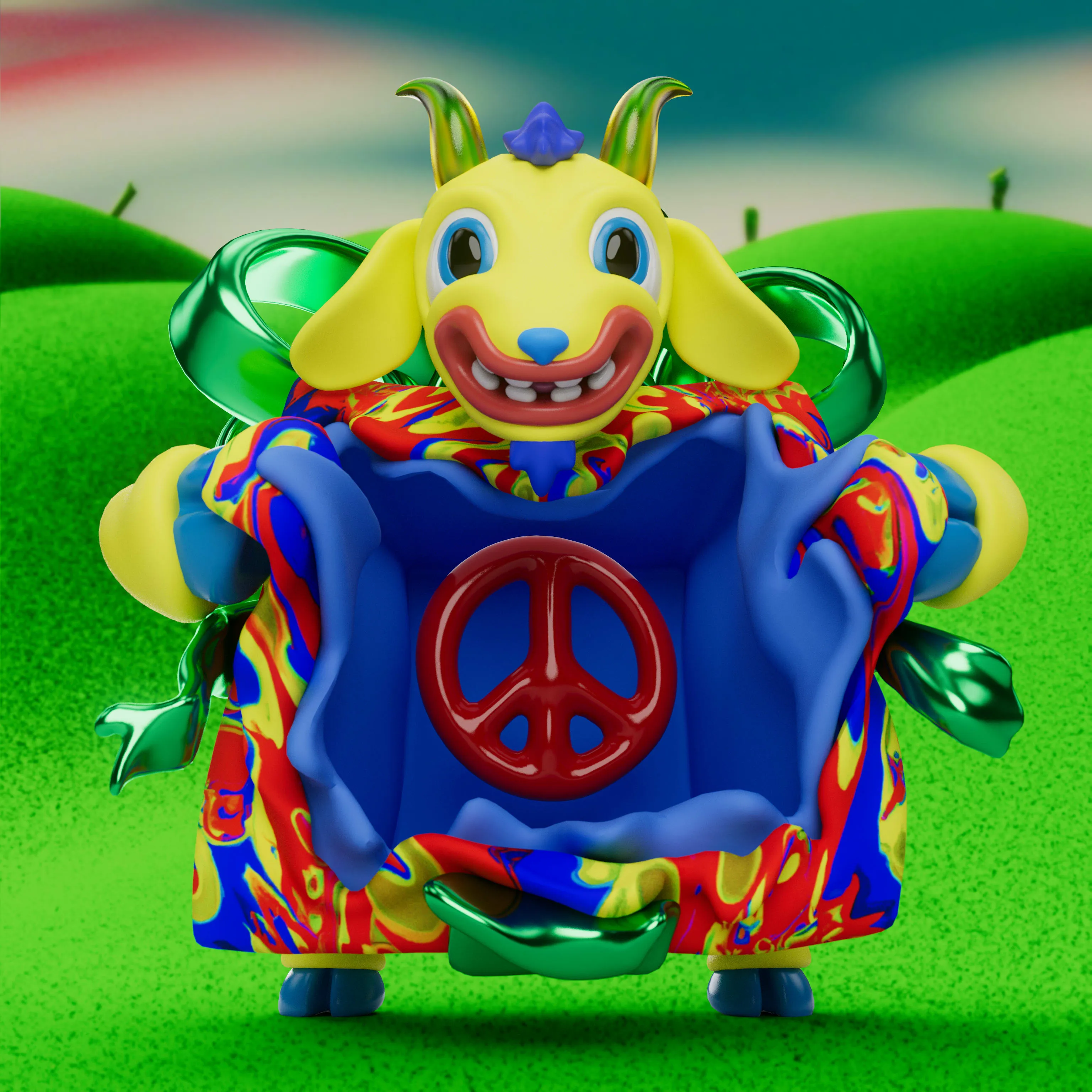 VeeFriends Mini Drops *Gift Goat JOY* - Created By [VeeFriends](https://veefriends.com) and [JOY](https://twitter.com/johnorionyoung)

*Gift Goat JOY* is a collection of 555 unique NFTs. 

Artist John Orion Young, known as JOY, brings his exuberant and colorful JOYWORLD style to the Gift Goat universe.

The original owner of this NFT also received a June Oven, a technologically innovative space-saving smart kitchen that combines 6 appliances into one.

This token is a part of the Gift Goat series and a VeeFriends Mini Drop collectible that lives on the Ethereum blockchain. 'Gift Goat JOY' is gift #9 of 18. 

This NFT does not grant you previous or future gifts from the Gift Goat Gifting Experience. For more information on the Gift Goat Series, please visit: https://veefriends.com/giftgoat

JOY

[joy.world](https://www.joy.world/)<br />
[Instagram](https://www.instagram.com/johnorionyoung/)<br />
[Twitter](https://twitter.com/johnorionyoung)