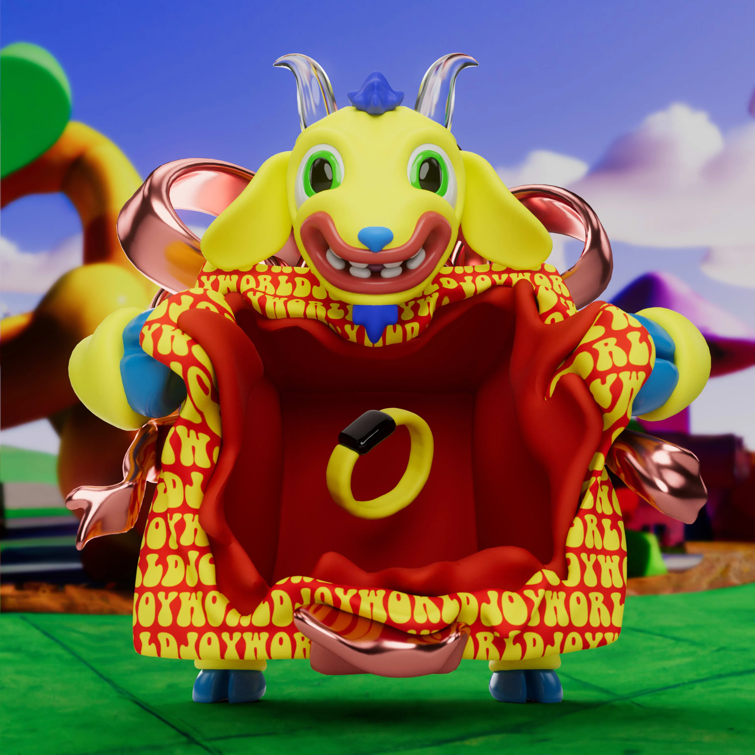 VeeFriends Mini Drops *Gift Goat JOY* - Created By [VeeFriends](https://veefriends.com) and [JOY](https://twitter.com/johnorionyoung)

*Gift Goat JOY* is a collection of 555 unique NFTs. 

Artist John Orion Young, known as JOY, brings his exuberant and colorful JOYWORLD style to the Gift Goat universe.

The original owner of this NFT also received a June Oven, a technologically innovative space-saving smart kitchen that combines 6 appliances into one.

This token is a part of the Gift Goat series and a VeeFriends Mini Drop collectible that lives on the Ethereum blockchain. 'Gift Goat JOY' is gift #9 of 18. 

This NFT does not grant you previous or future gifts from the Gift Goat Gifting Experience. For more information on the Gift Goat Series, please visit: https://veefriends.com/giftgoat

JOY

[joy.world](https://www.joy.world/)<br />
[Instagram](https://www.instagram.com/johnorionyoung/)<br />
[Twitter](https://twitter.com/johnorionyoung)