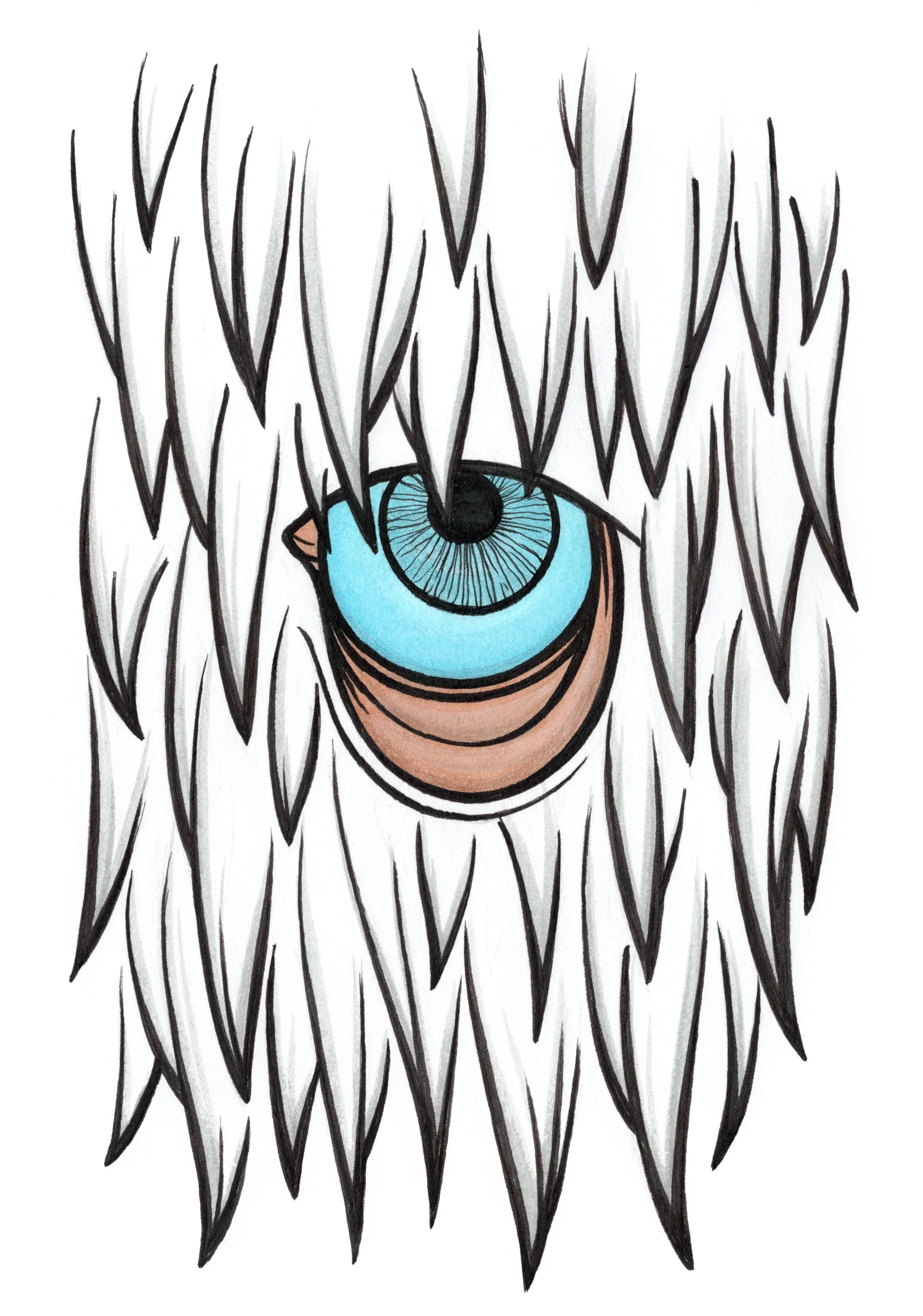 Nov 2015
Fineliner, pencil and marker pen on cartridge paper.