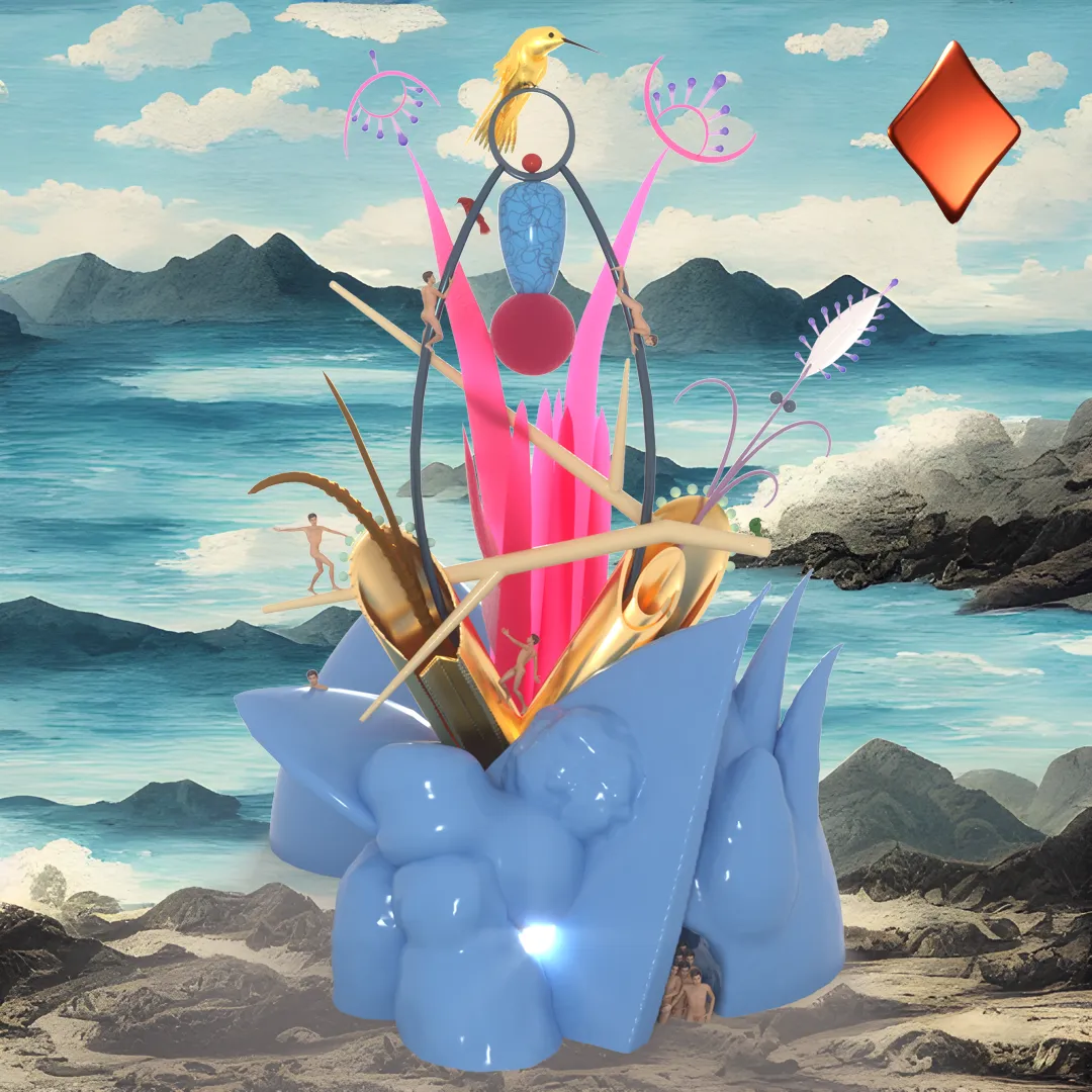 Gardens of Felt Zine is a limited edition 1/1 art collection inspired by The Garden of Earthly Delights with original 3D renderings by Ty Vadovich; AI, and executive production by Mark Sabb; and Web3 development by Max Bochman