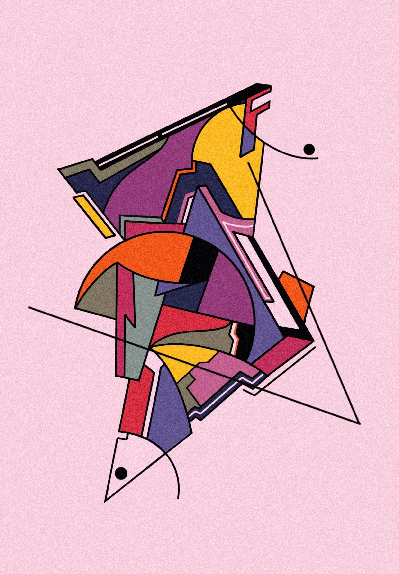 In this work I show movements in different directions, drawing sharp angles in sharp motion, trying to bring them into balance.

Details:
1640 x 2360px
