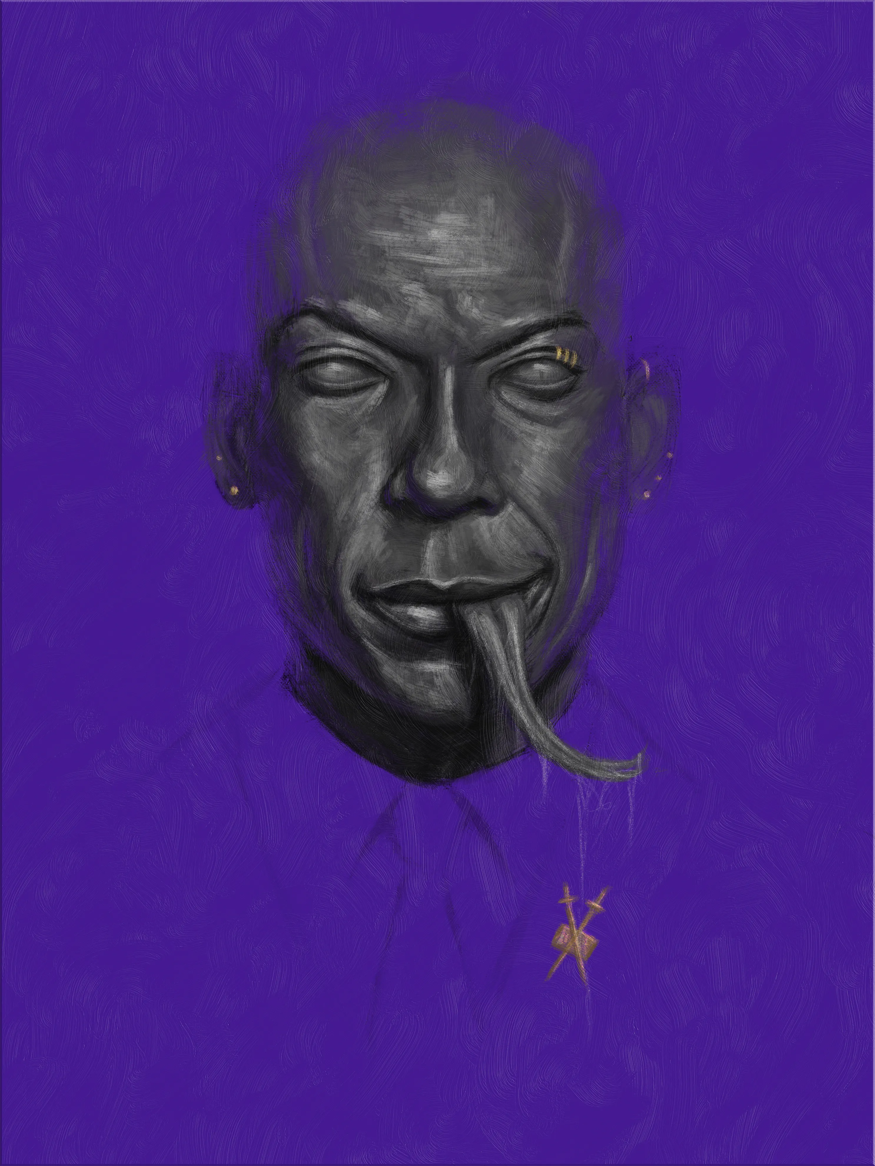 This is the only painting I didn't sign--one that genuinely sent a river of fear down my spine when I finished it. The story of the Indigo Man is unknown, and all facts of him are buried in memories of those long gone. But, one thing is certain: once you see him, you will never forget him. From now, till the end of your days.