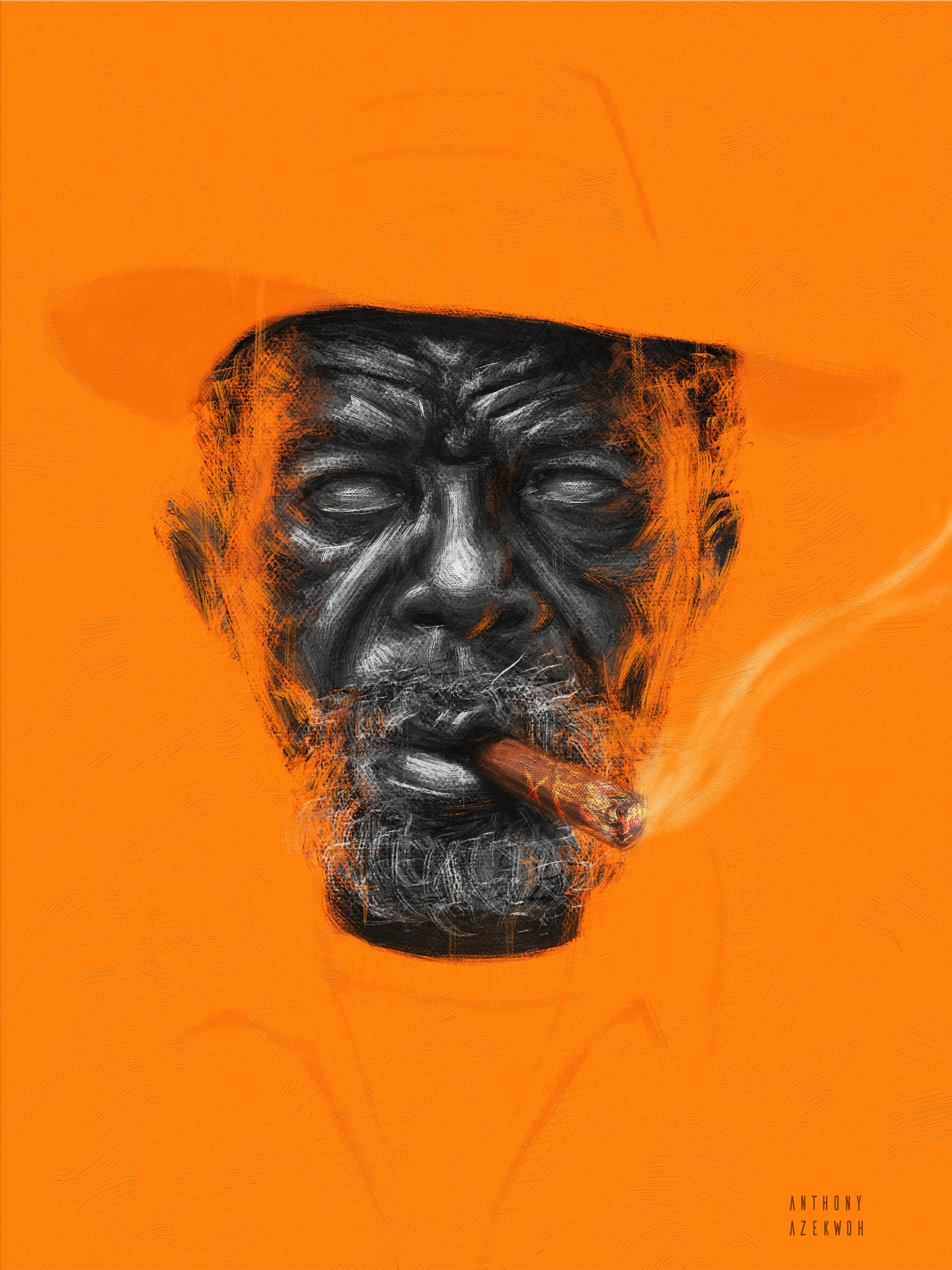 When I had realized I was, in fact, making a series, the image of the orange figure haunted me. I knew since he was close to The Red Man in spectrum, he would be close in characteristics, so that's how I painted him. Grizzly, angry, but to me, his eyes were just a little more hopeless.
