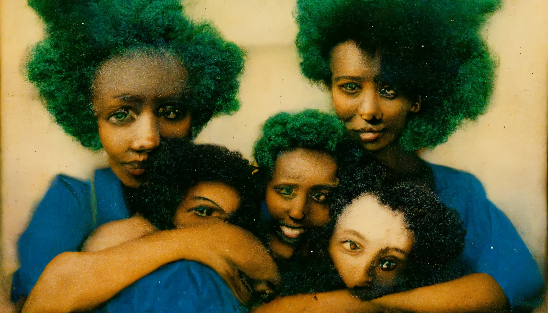 A visual exploration of Black hair texture and hairstyles as interpreted by Midjourney's (v3) text-to-image algorithm. I'm interested in the algorithm's visualizations of the type 4 hair texture, which is characterized by its tight, dense, and coily strands. What does the algorithm make of the coils and twists? What does it make of the way type 4 hair can be styled in an Afro, in box-braids?

