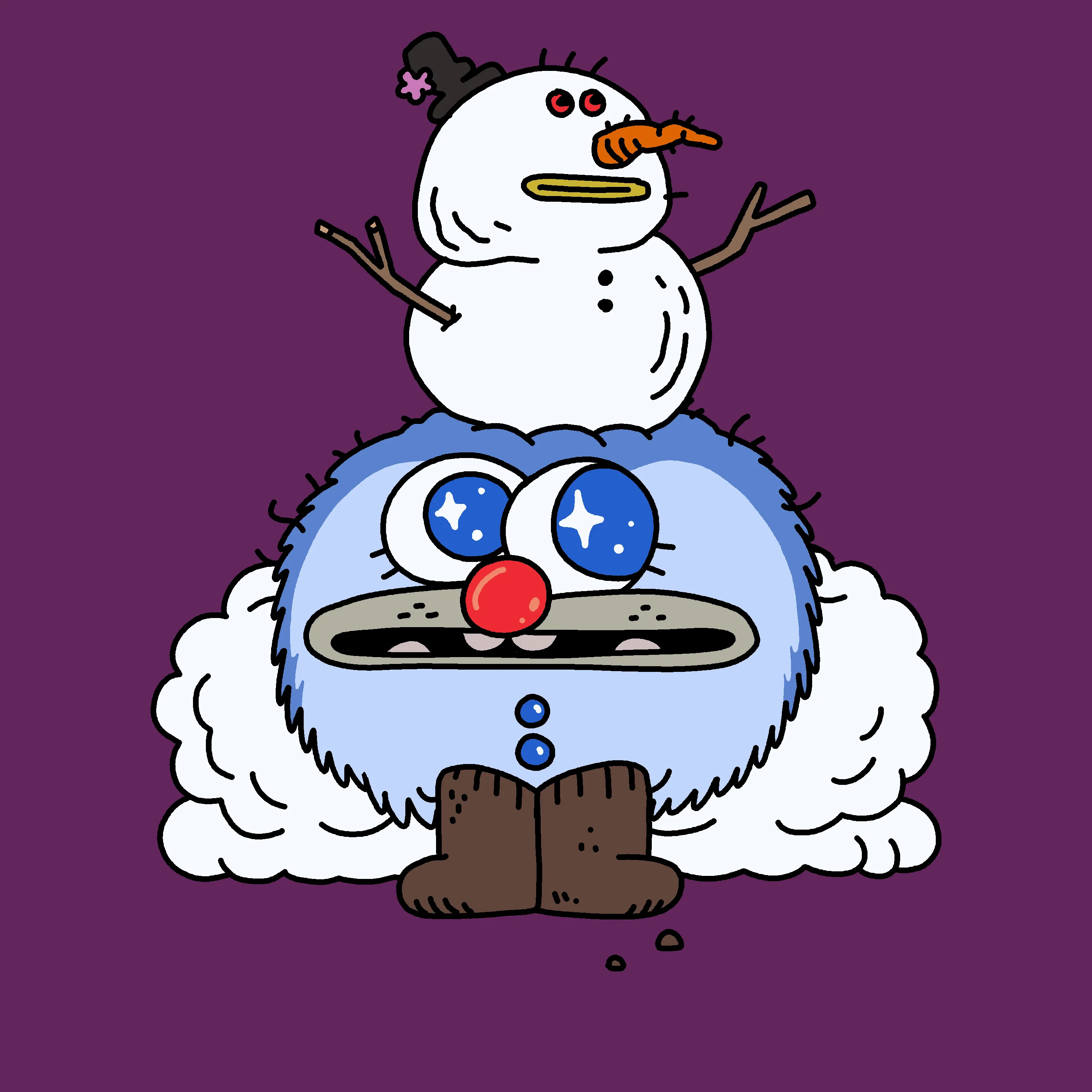 A festive, warty, amphibious creature spawned from the metaverse in the holiday season of 2021