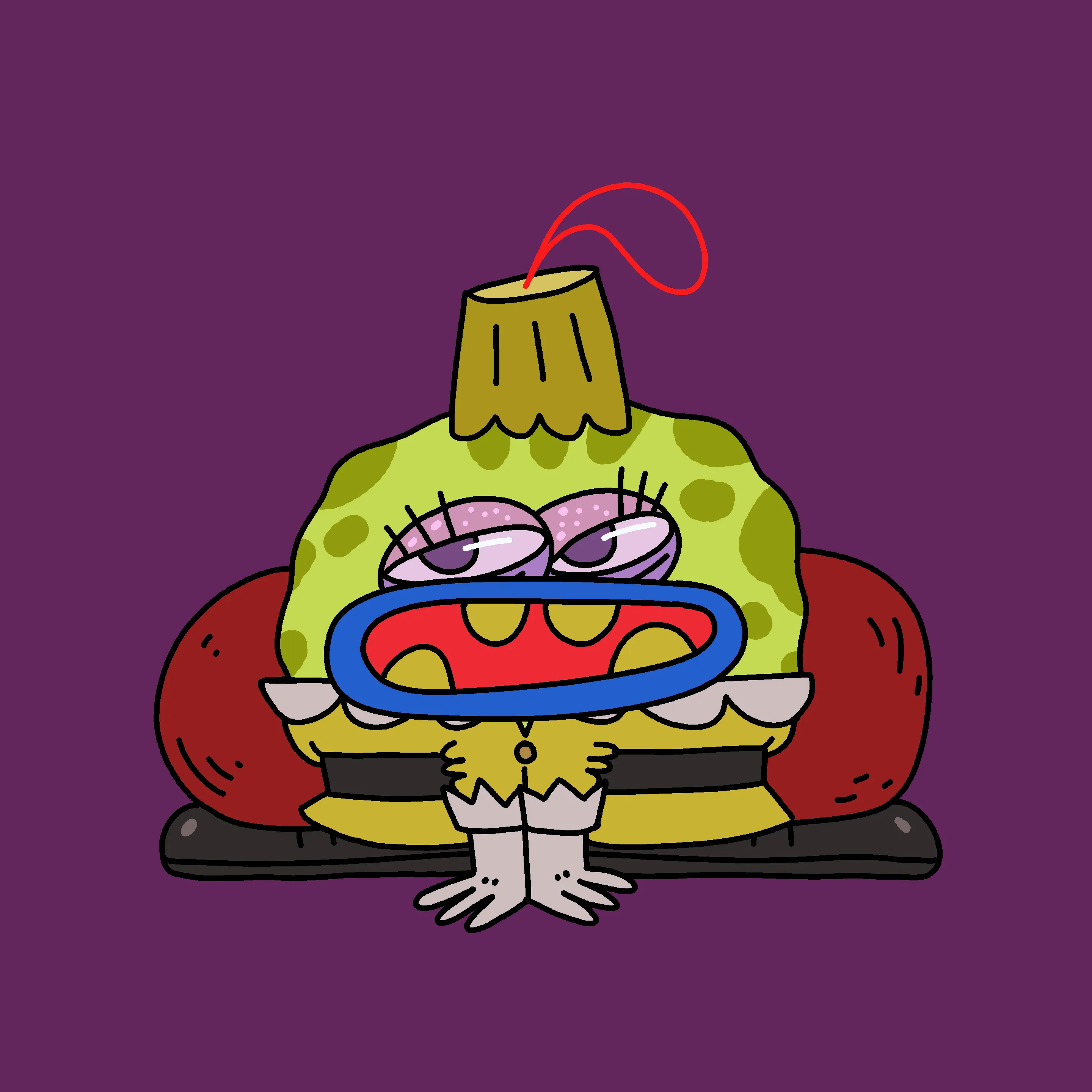 A festive, warty, amphibious creature spawned from the metaverse in the holiday season of 2021