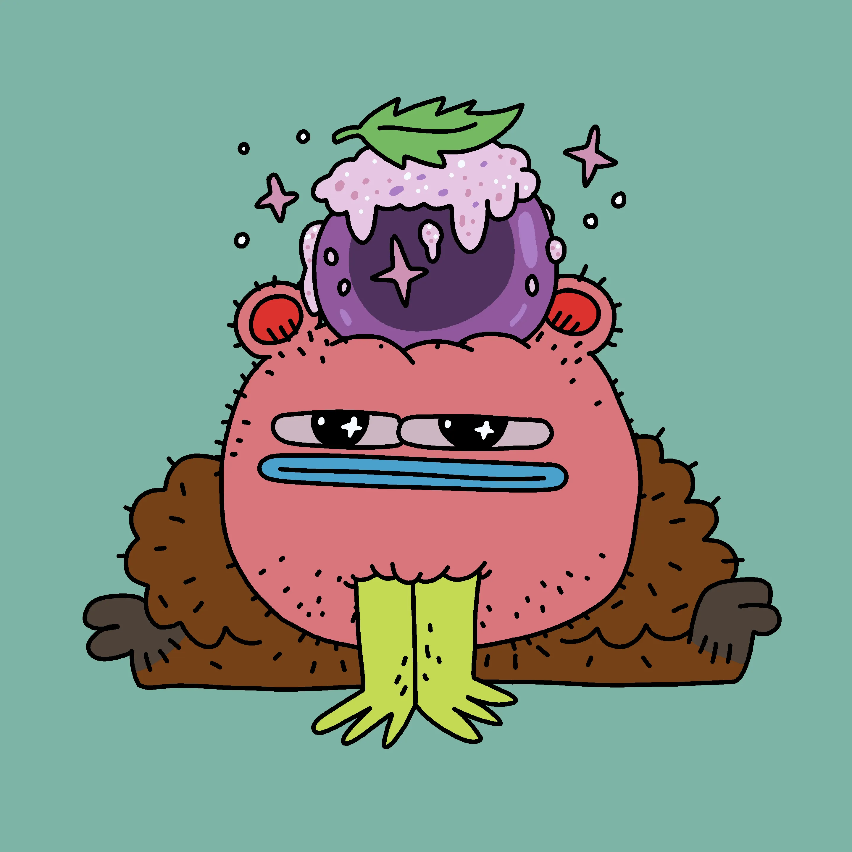 A festive, warty, amphibious creature spawned from the metaverse in the holiday season of 2021