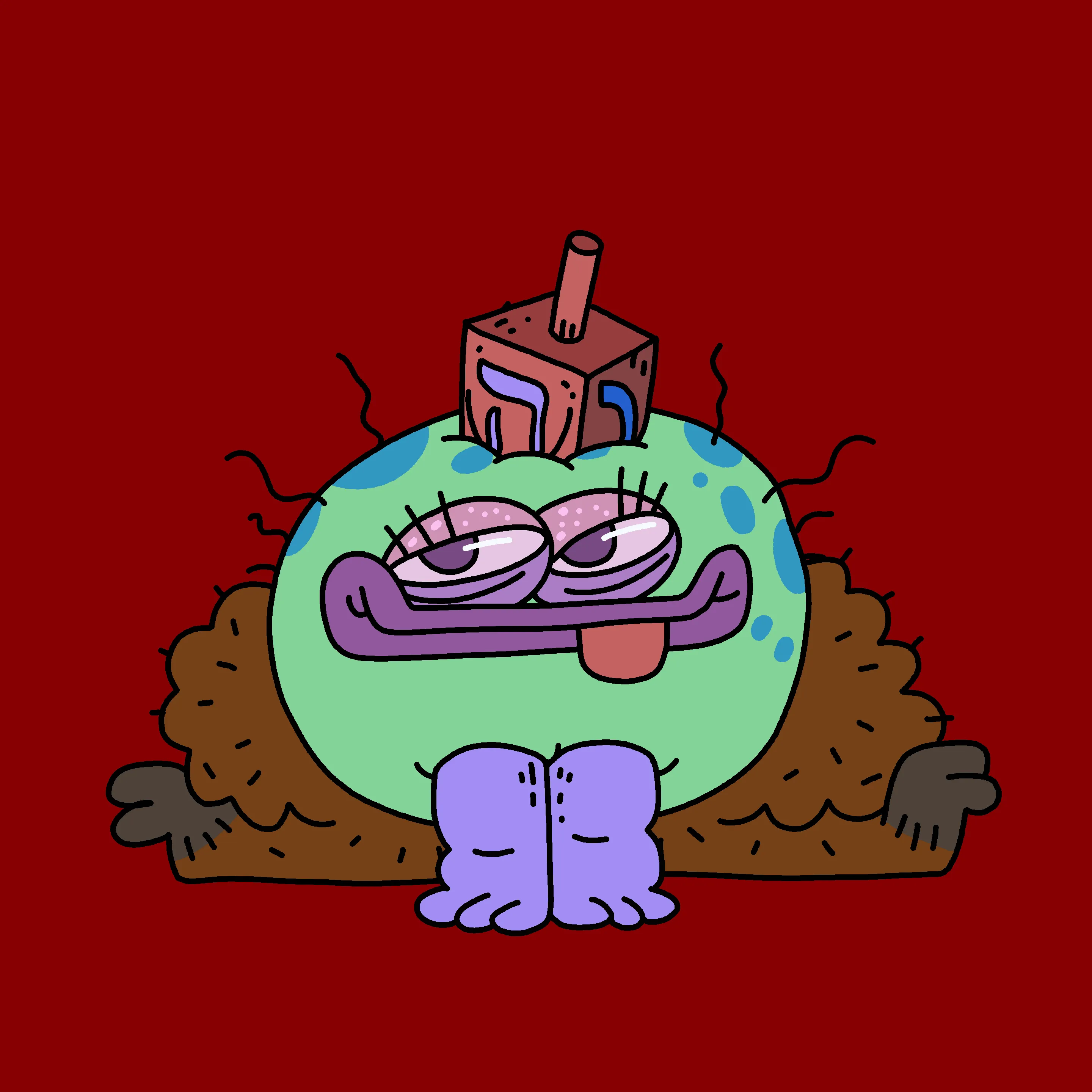 A festive, warty, amphibious creature spawned from the metaverse in the holiday season of 2021