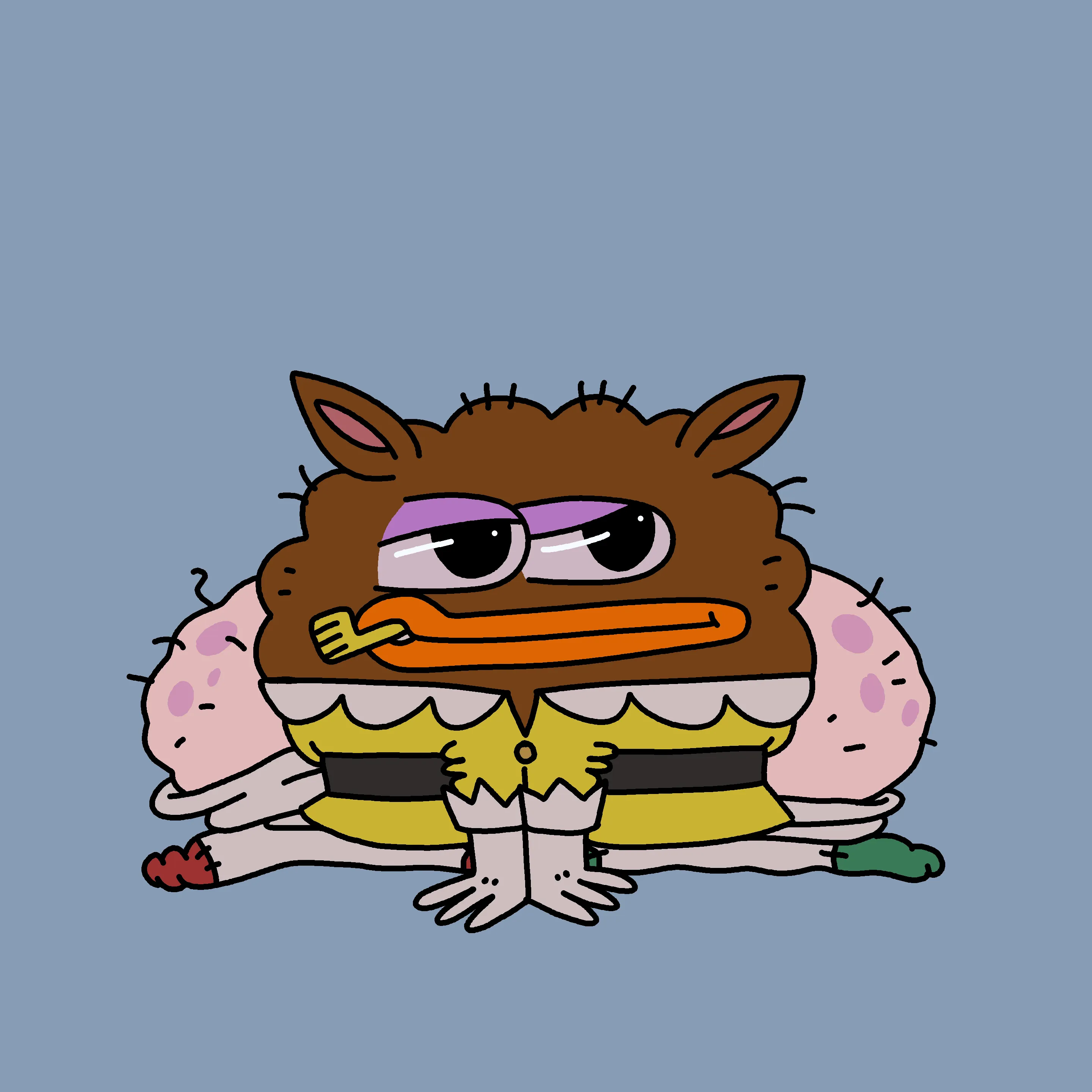 A festive, warty, amphibious creature spawned from the metaverse in the holiday season of 2021