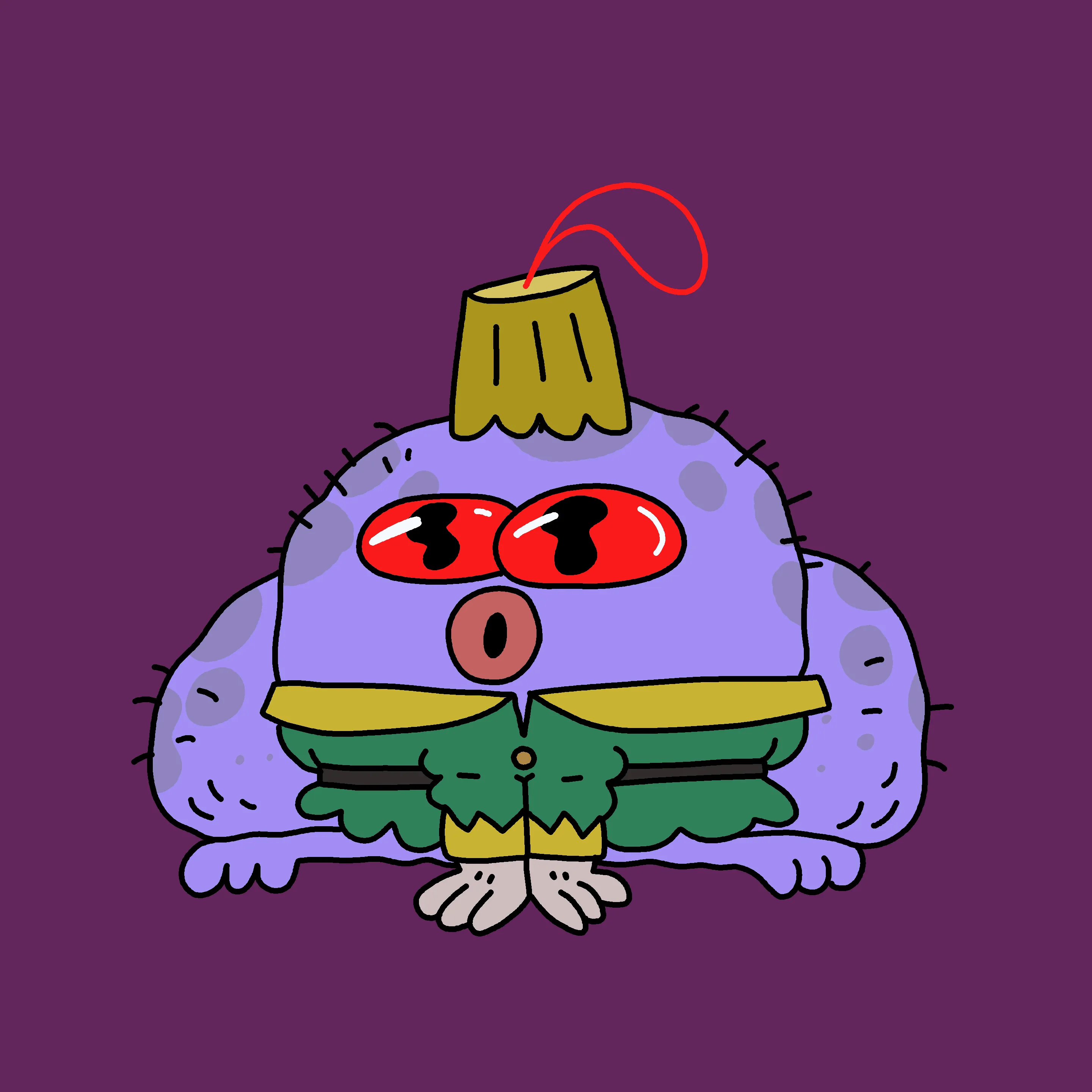 A festive, warty, amphibious creature spawned from the metaverse in the holiday season of 2021