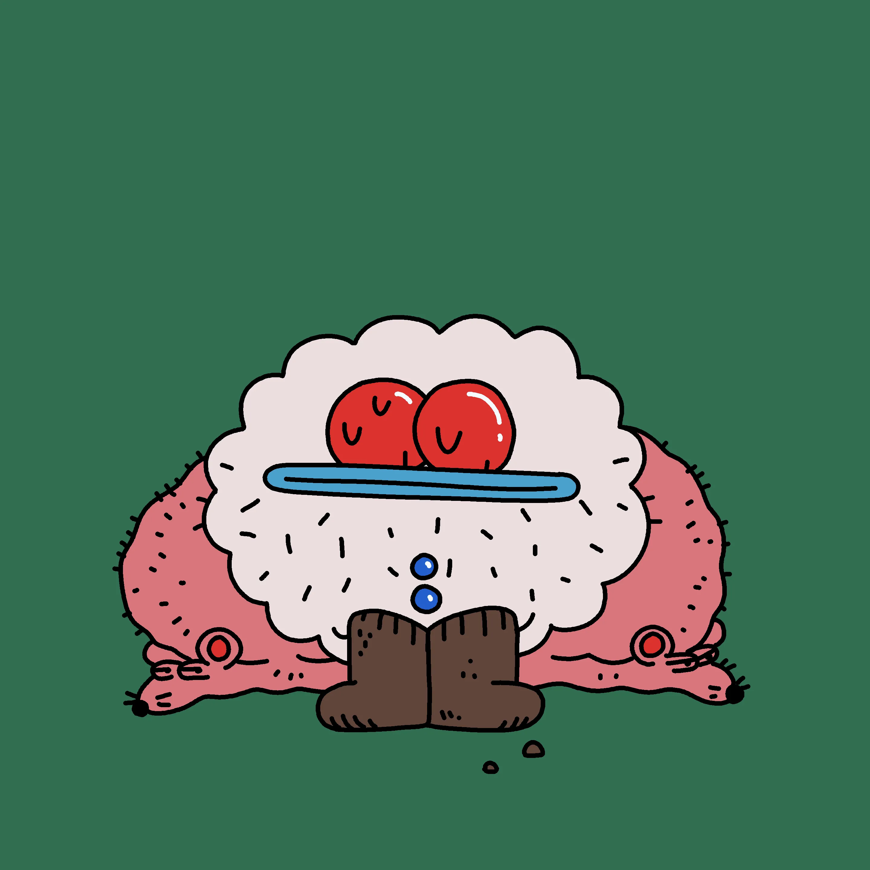 A festive, warty, amphibious creature spawned from the metaverse in the holiday season of 2021