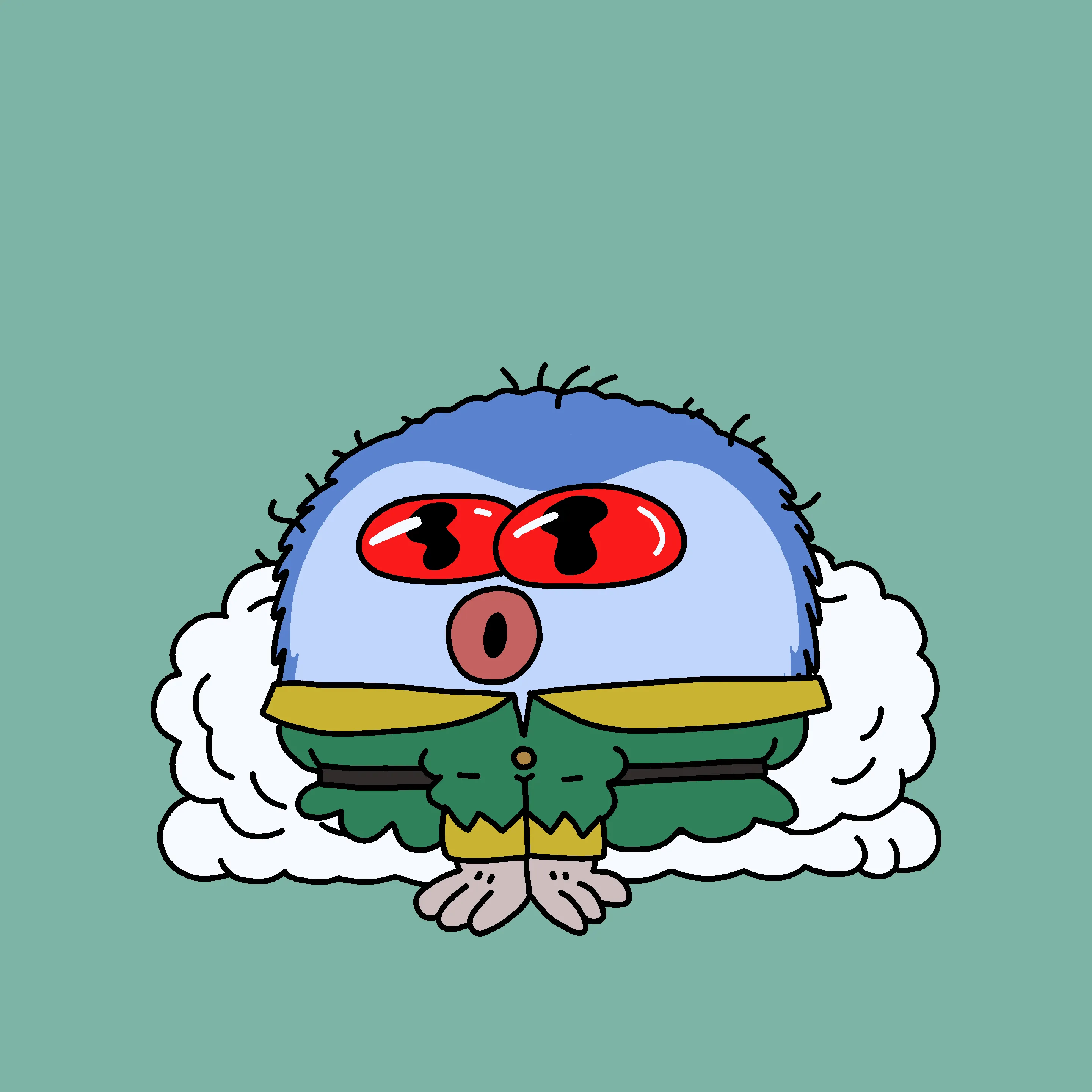 A festive, warty, amphibious creature spawned from the metaverse in the holiday season of 2021