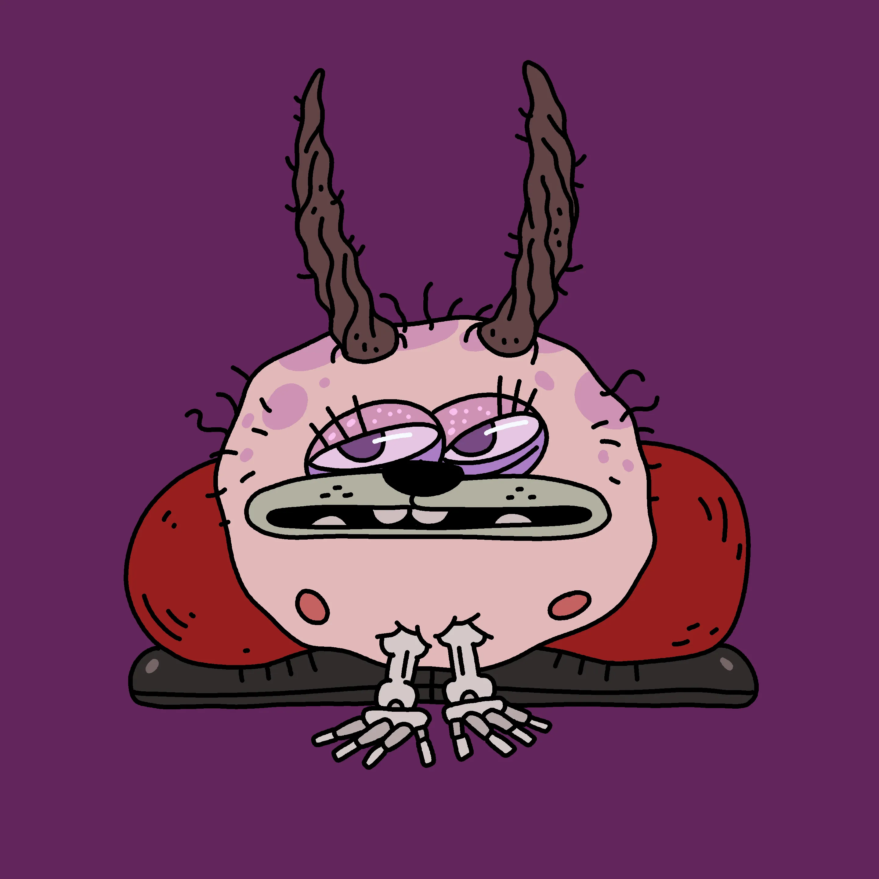 A festive, warty, amphibious creature spawned from the metaverse in the holiday season of 2021