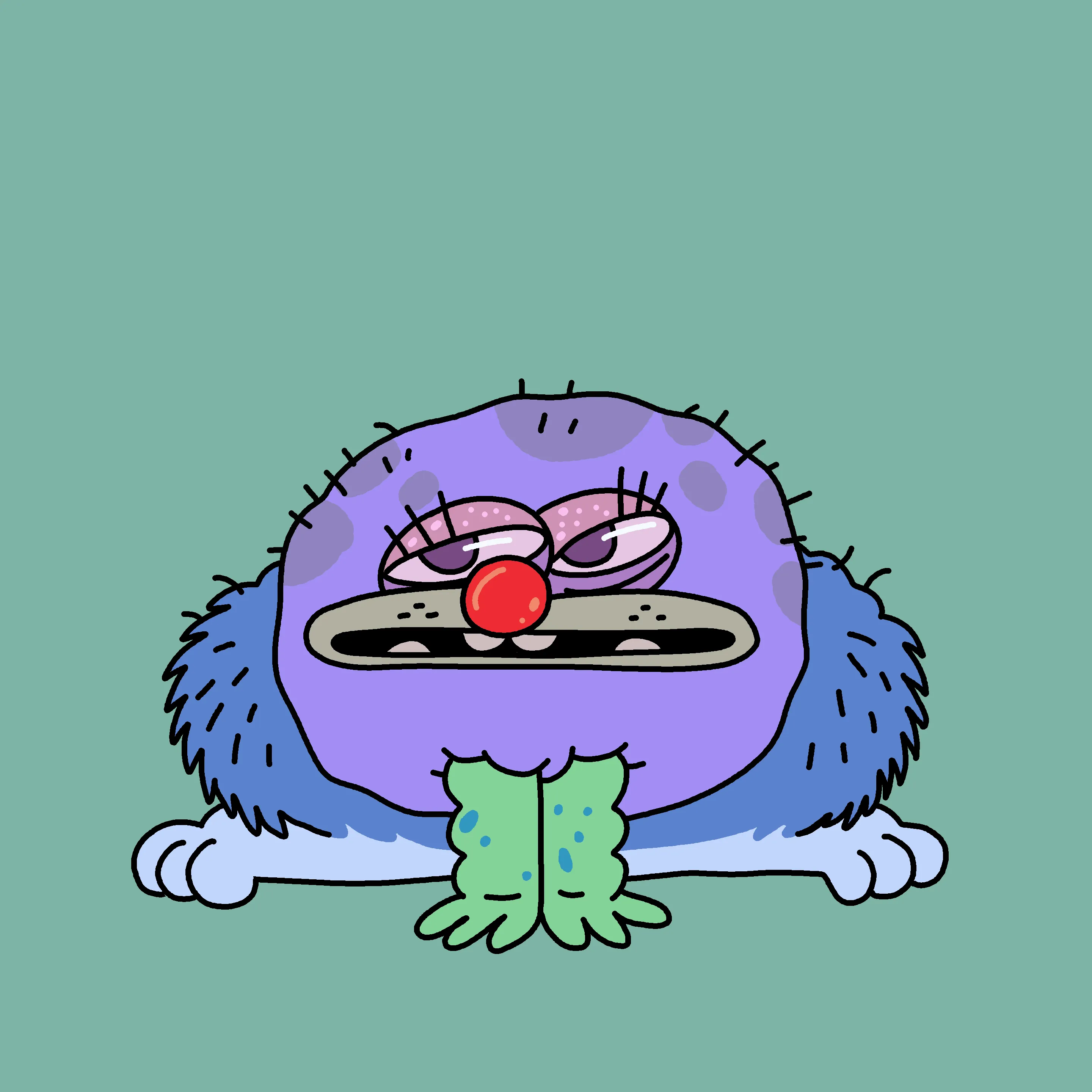 A festive, warty, amphibious creature spawned from the metaverse in the holiday season of 2021