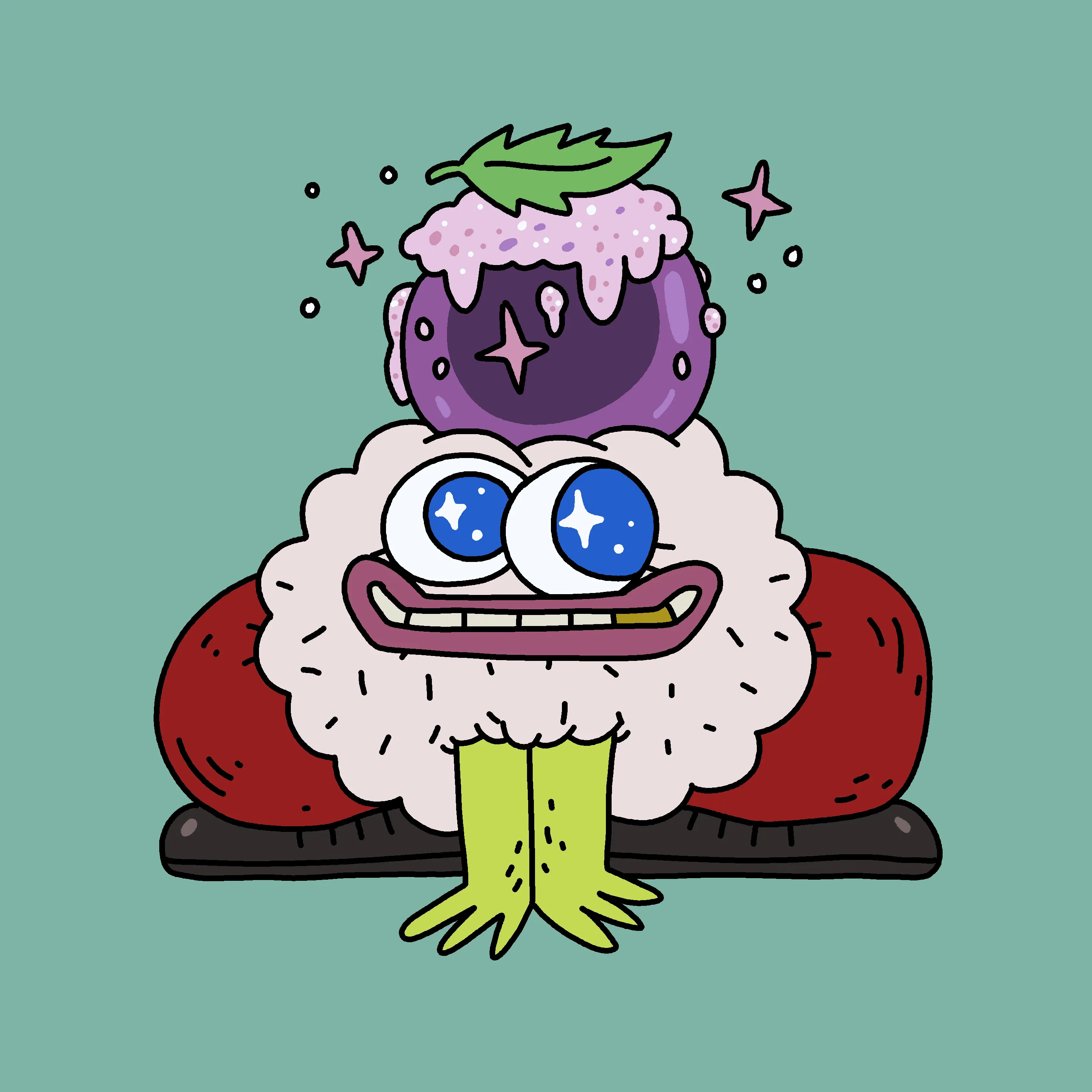 A festive, warty, amphibious creature spawned from the metaverse in the holiday season of 2021