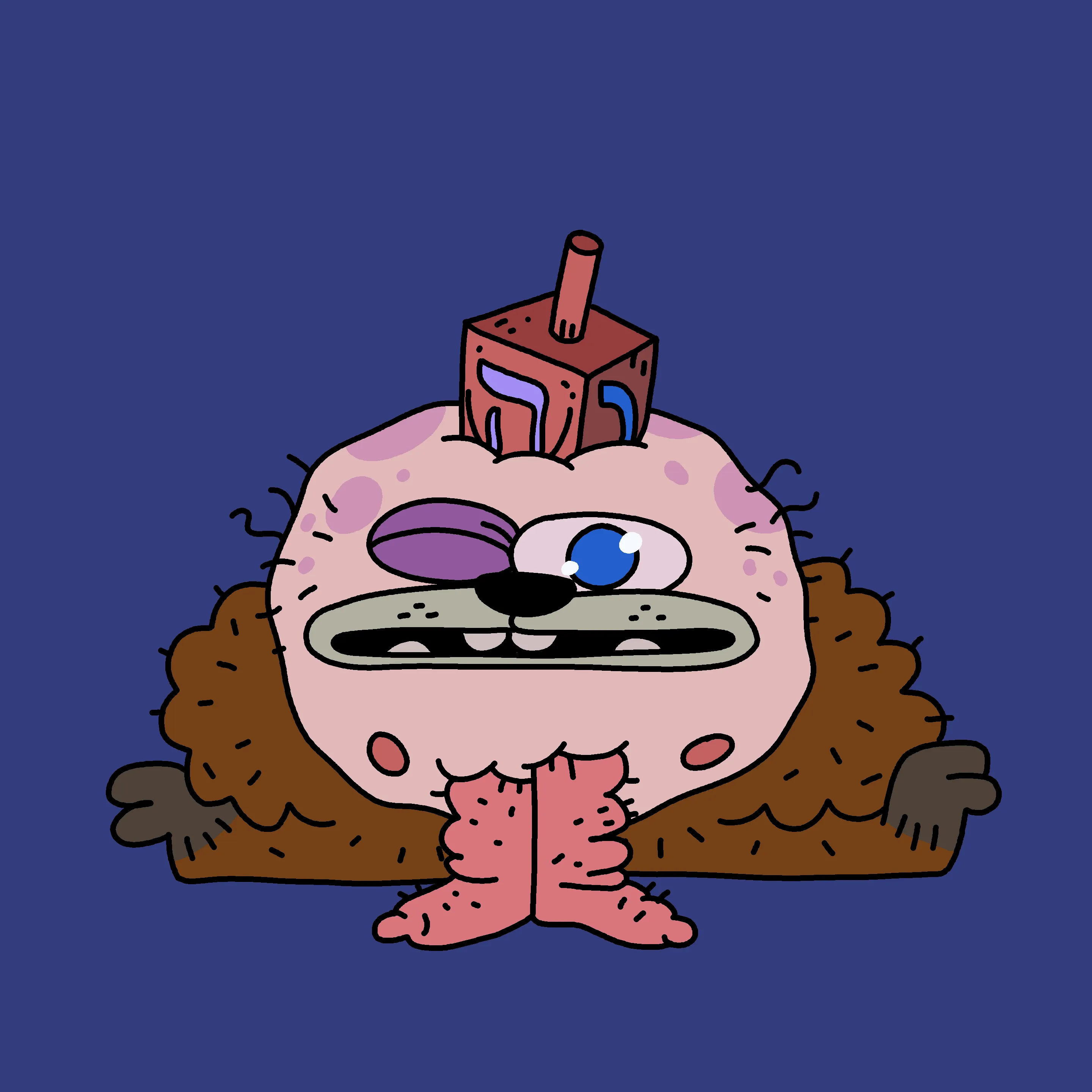 A festive, warty, amphibious creature spawned from the metaverse in the holiday season of 2021