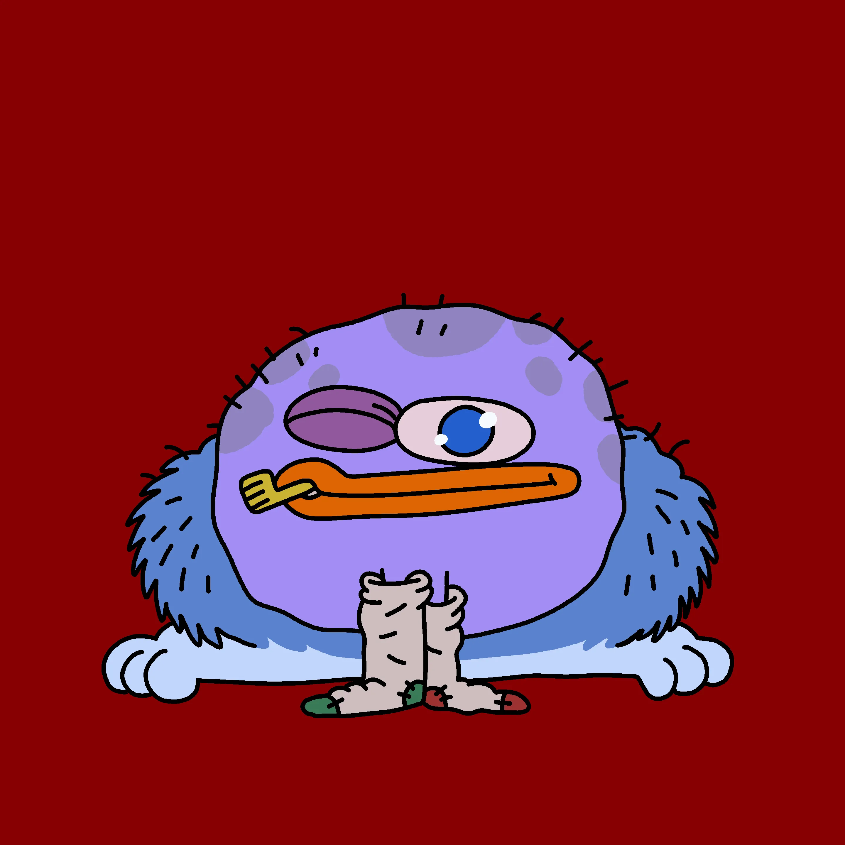 A festive, warty, amphibious creature spawned from the metaverse in the holiday season of 2021