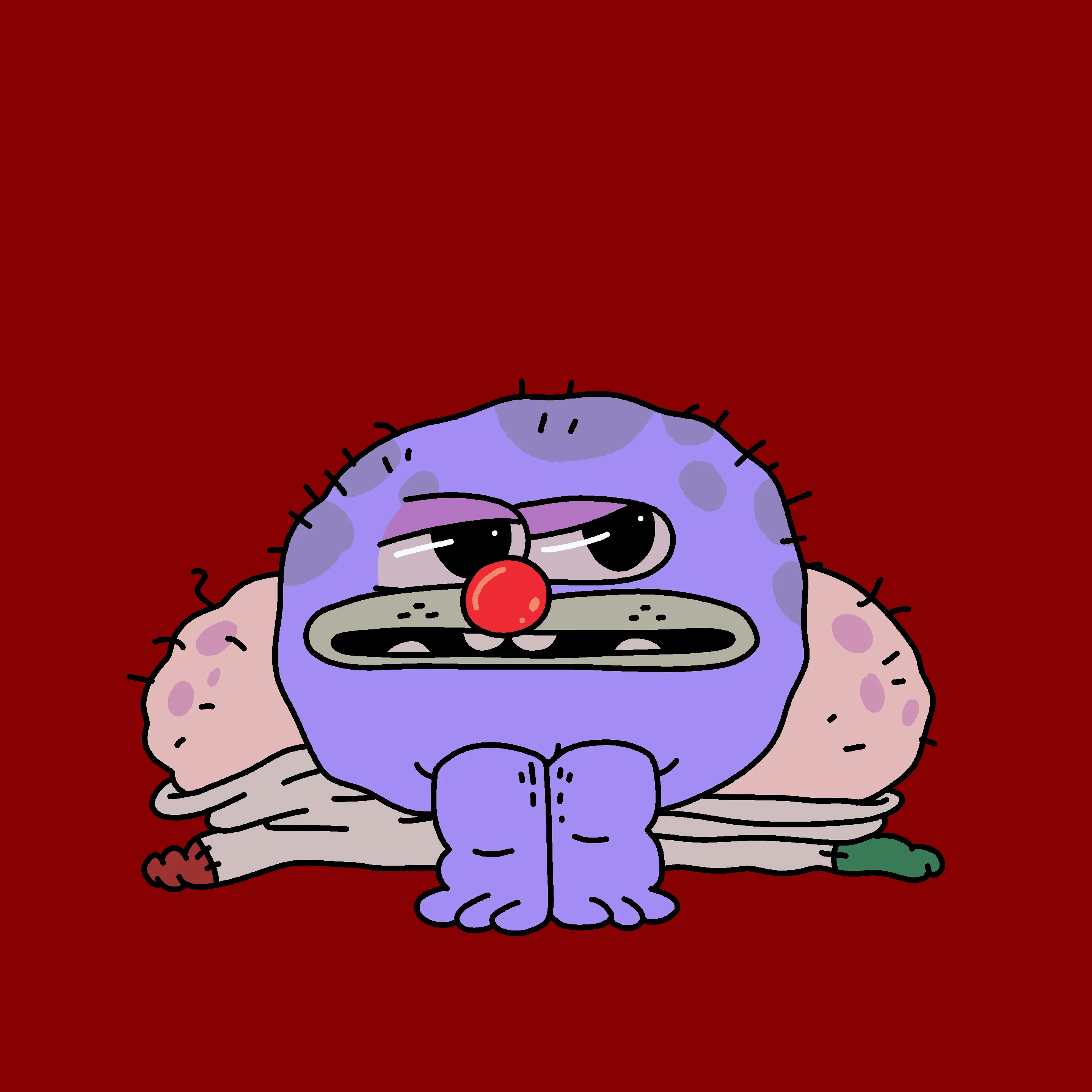 A festive, warty, amphibious creature spawned from the metaverse in the holiday season of 2021