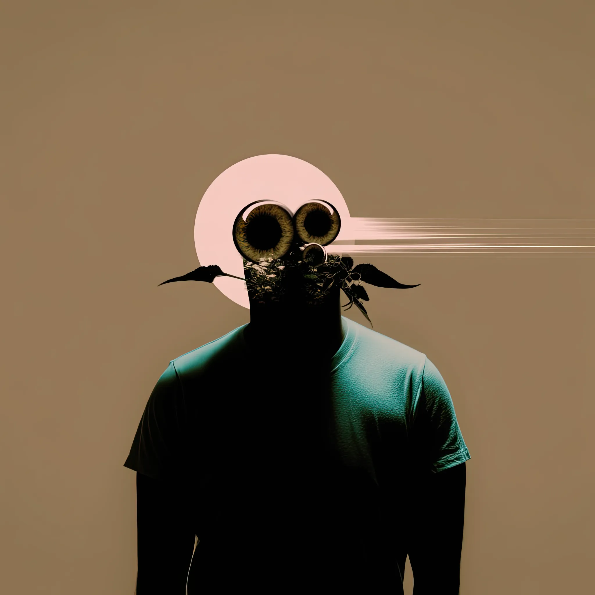Eyeballs blooming like flora from a face erased. A botanical surveillance unit grown under ambient paranoia.
Mythic Role: Saint of Organic Optics
Belief System: A deity made not to speak but to track pollination of thought.
Totemic Feature: Eye-Fruit
Mouth Symbolism: Obsolescence by Proliferation
Color Scheme: Sun-fade Taupe + Flesh Leaf