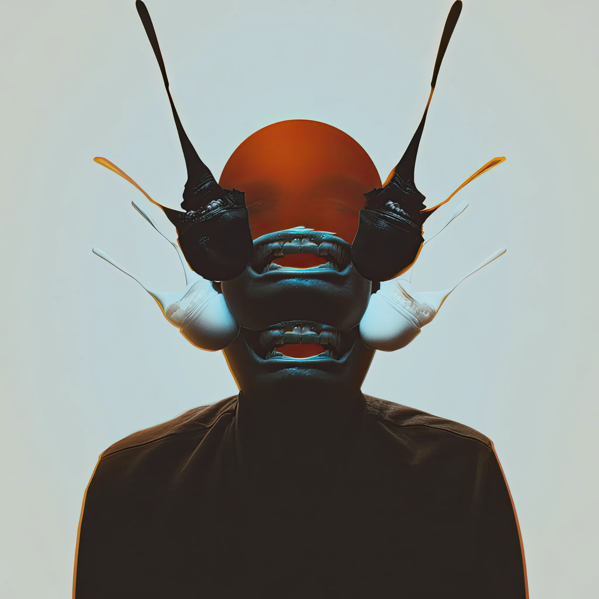 Six mouths emit no sound. Their paint is ritual, their symmetry sacred.
Mythic Role: Choir of Muted Decrees
Belief System: Praises formed in pigment, not voice. Worship is visual.
Totemic Feature: Trifold Mandible
Mouth Symbolism: Echoless Multitude
Color Scheme: Blood + Milk + Obsidian