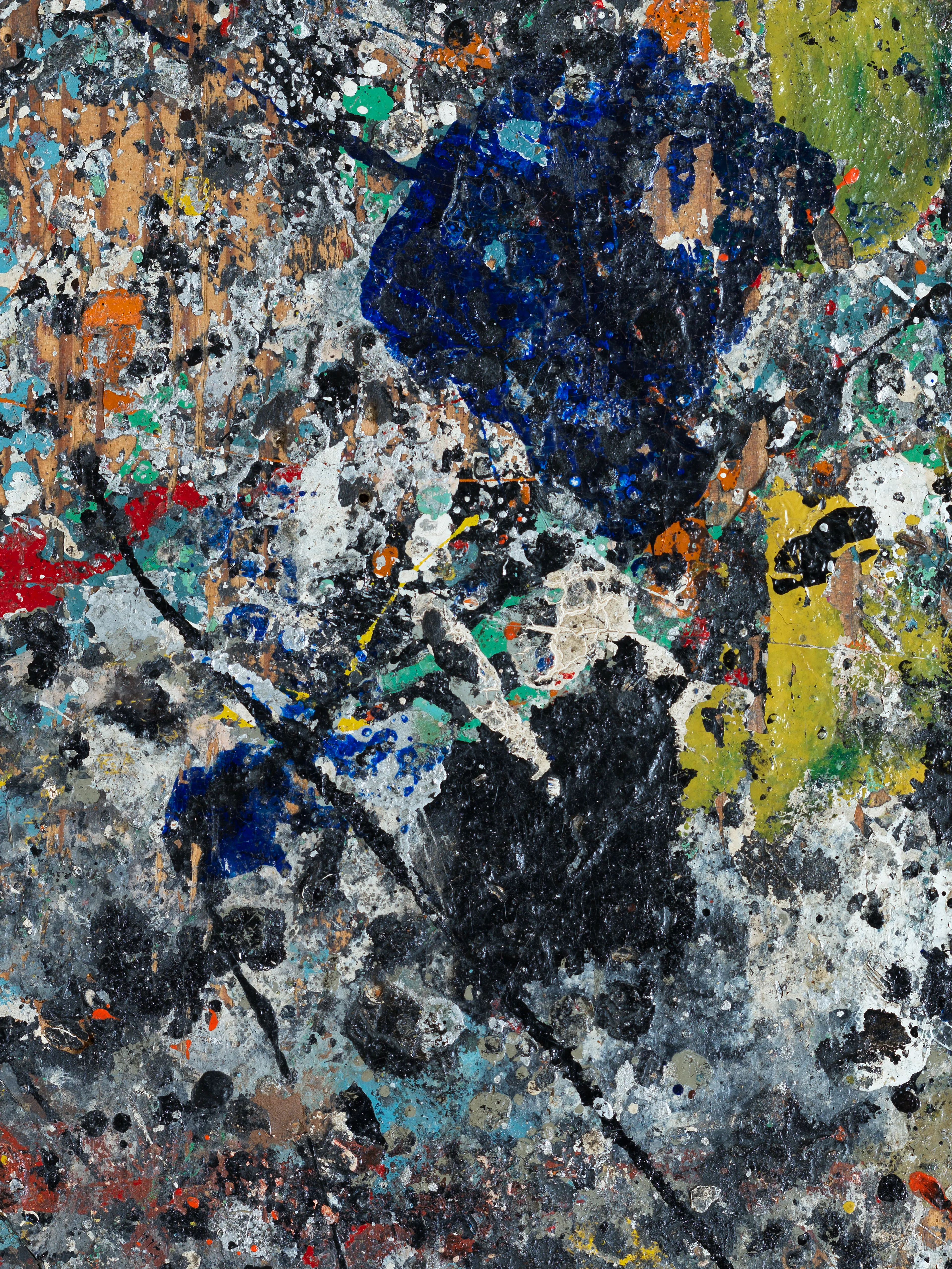 From beyond the edge of 'Blue Poles', Jackson Pollock Studio 04 features Pollock's ubiquitous drips and splatters from one of Pollock's most iconic and controversial works.