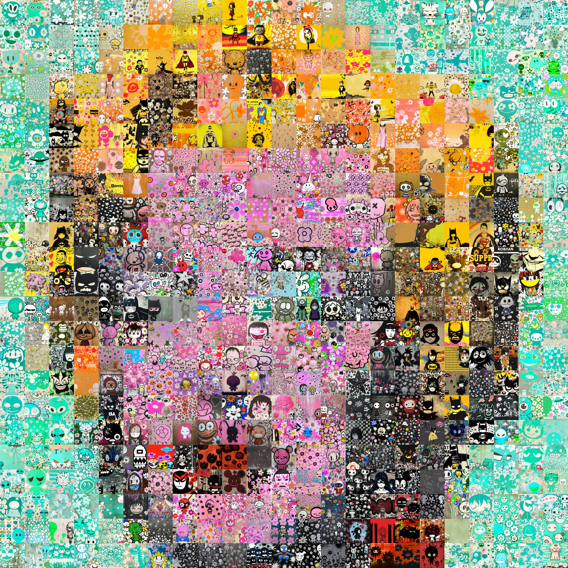 Enjoy 529 unique and adorable Bushi tiles in this modern ai driven interpretation of this pop culture icon. 

Along with this digital file, you'll have access to a 20,000 x 30,000 pixel file of the piece that you can use to print a copy for your personal use. This is a natively sized file, and not rendered larger. So the detail and beautiful is exceptional!

This is a 1 of 1. 