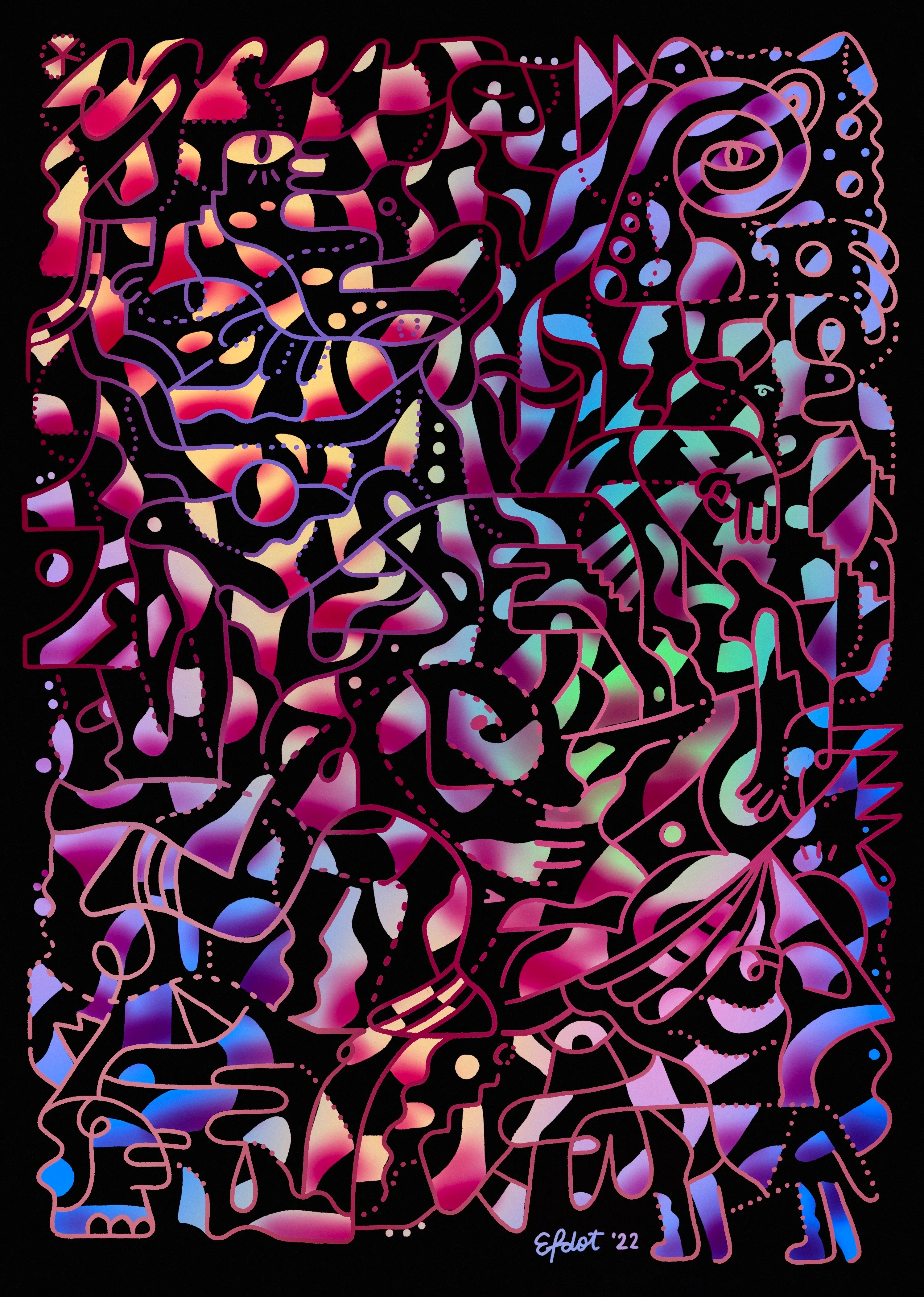 De Ja Vu. A boost from another world. 
1/1 Digital drawing by Efdot  
2996 × 4206px

The winner of this auction will receive a signed 1/1 physical print of the artwork and a redeemable studio visit in 2022 - Brooklyn, NY.