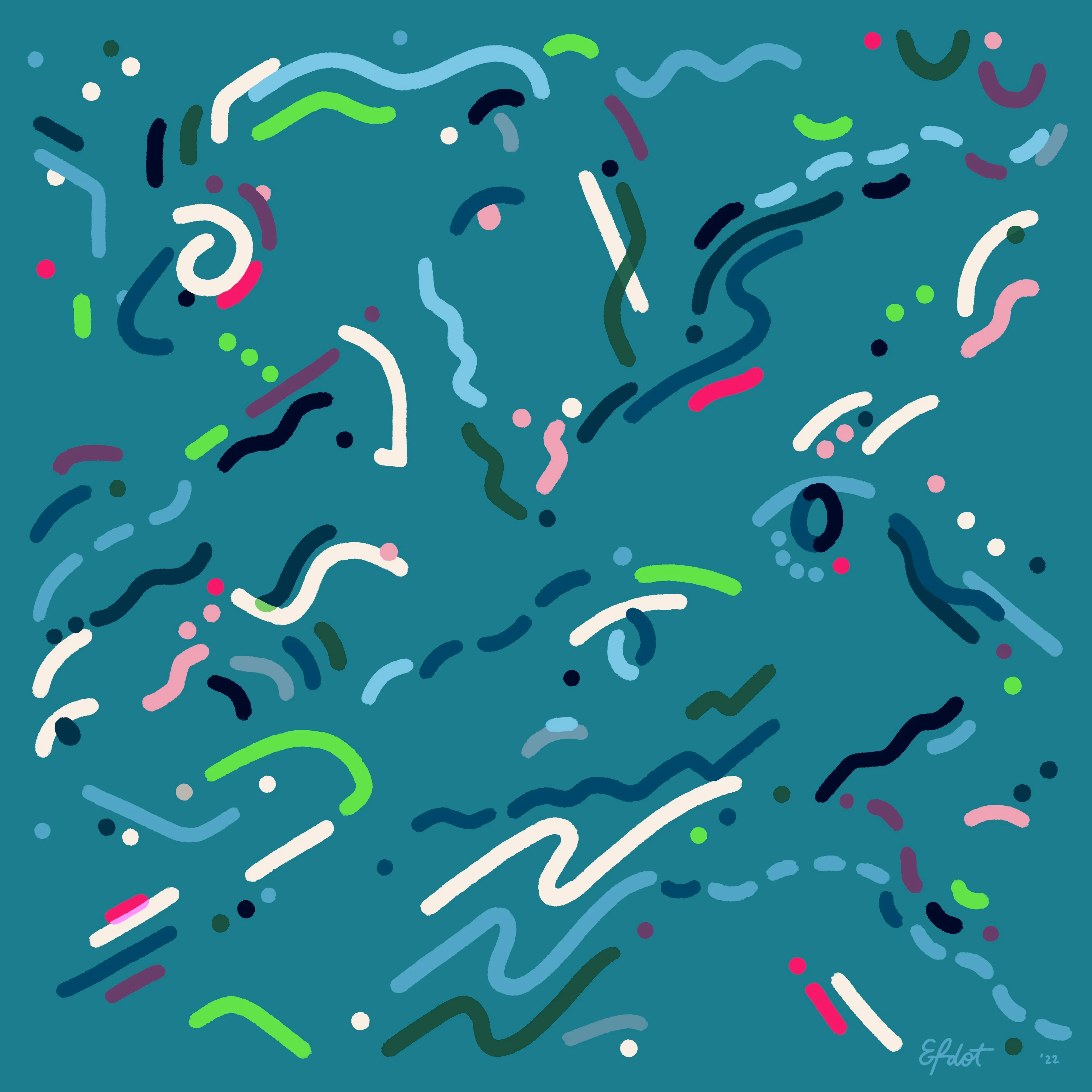 Deep Water was inspired by those moments where you travel deep into your mind and into the beautiful unknown.

1/1 Digital Artwork by Efdot  
2022  
4000 x 4000 px

The winner of this NFT auction will have access to claim the original painting (40" x 40").