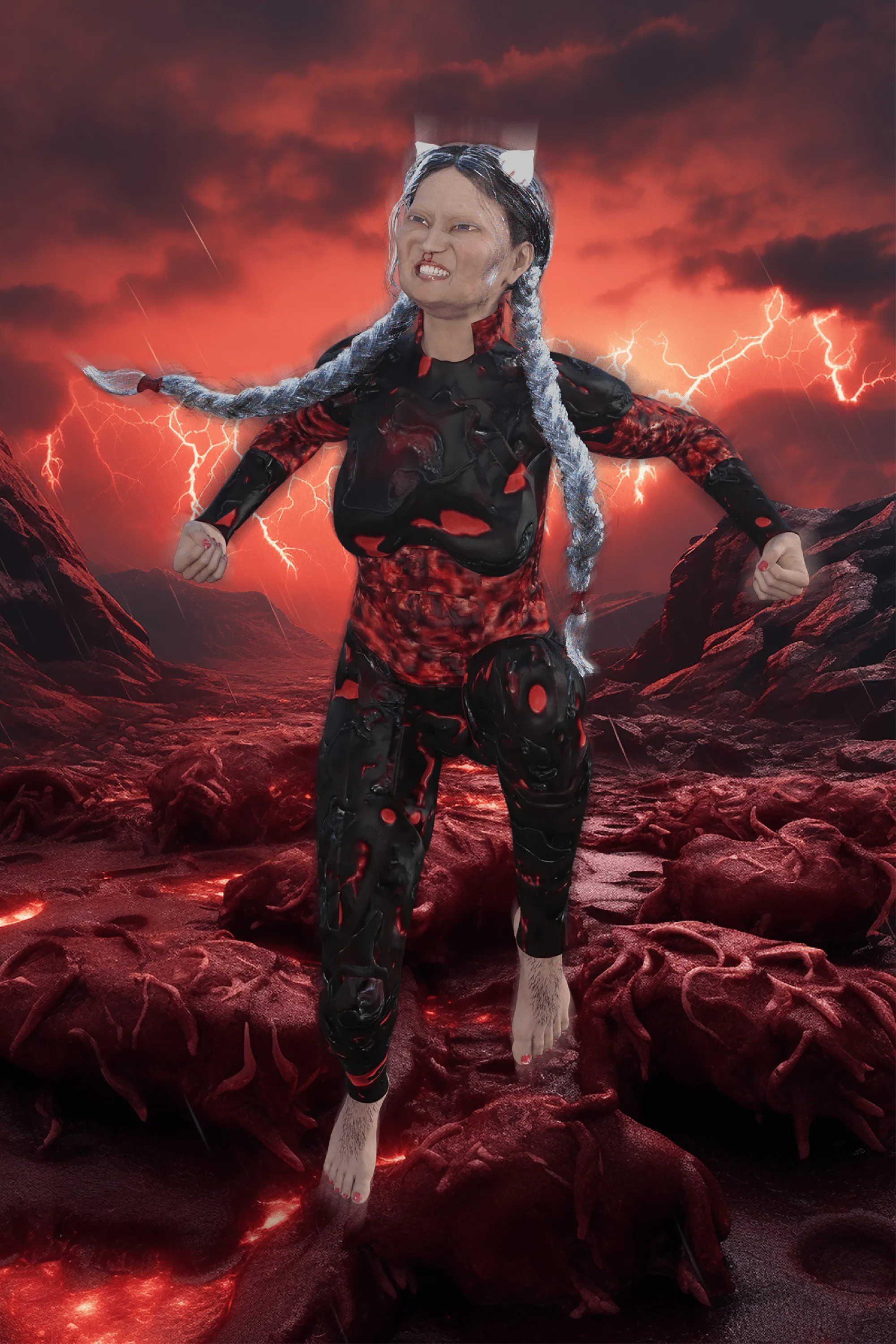 Wednesday Kim utilizes 3D model collage as a method of exploring heritage-based identities within the semiotics of external systems part of urban spaces. Described by the artist: “Drawing inspiration from Hollywood superhero movies, an extraordinary figure emerges in a city renowned for its diversity and cultural tapestry, serving as a beacon of strength and wisdom. This elderly woman embodies a different kind of heroism — one that celebrates multiculturalism and bridges the gaps between communities. We delve into the extraordinary story of this unsung hero, whose unwavering spirit and compassionate heart have made her a living legend in the City of Angels. This work also embodies the concept of the ‘perpetual,’ symbolizing a state of continuous existence or endurance.”